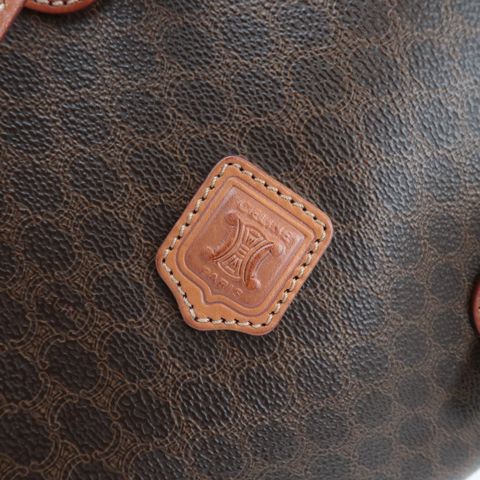 CELINE Macadam Tote Bag PVC Leather Brown