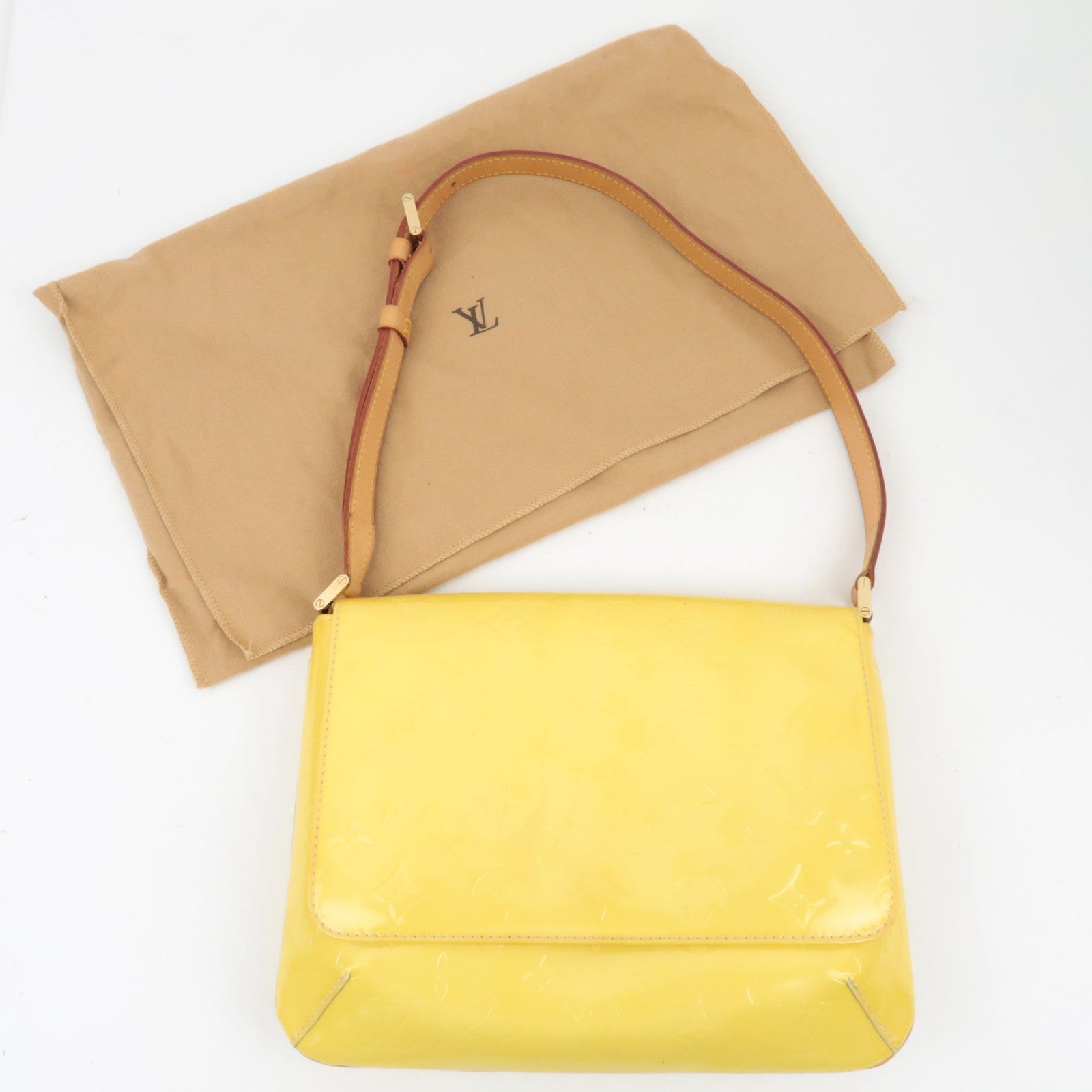 Louis Vuitton Monogram Vernis Thompson Street Shoulder Bag Lime Yellow M91071 CA0939 *Dust bag