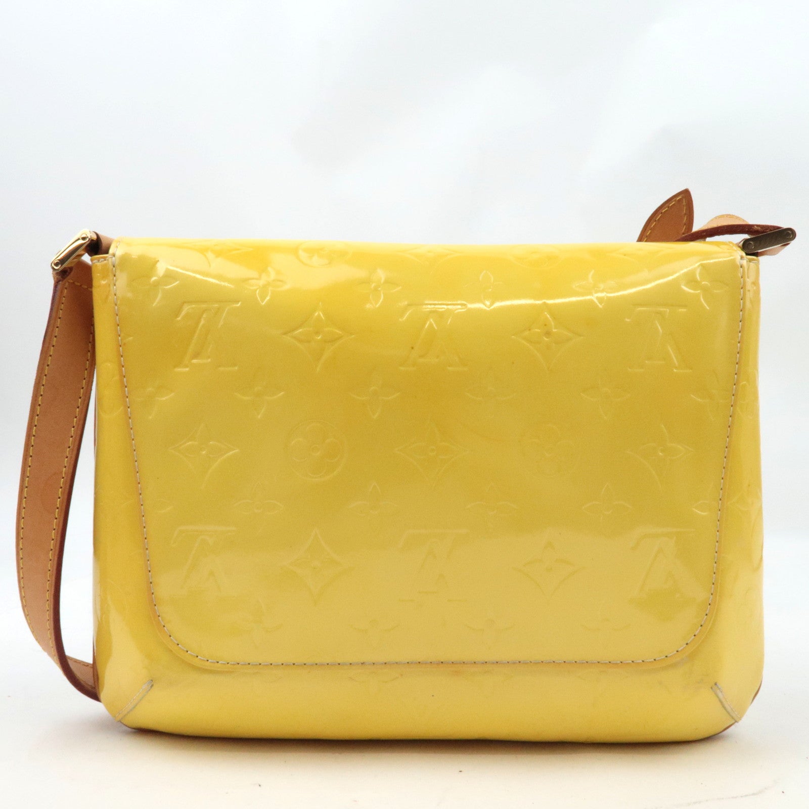 Louis Vuitton Monogram Vernis Thompson Street Shoulder Bag Lime Yellow M91071 CA0939 *Dust bag