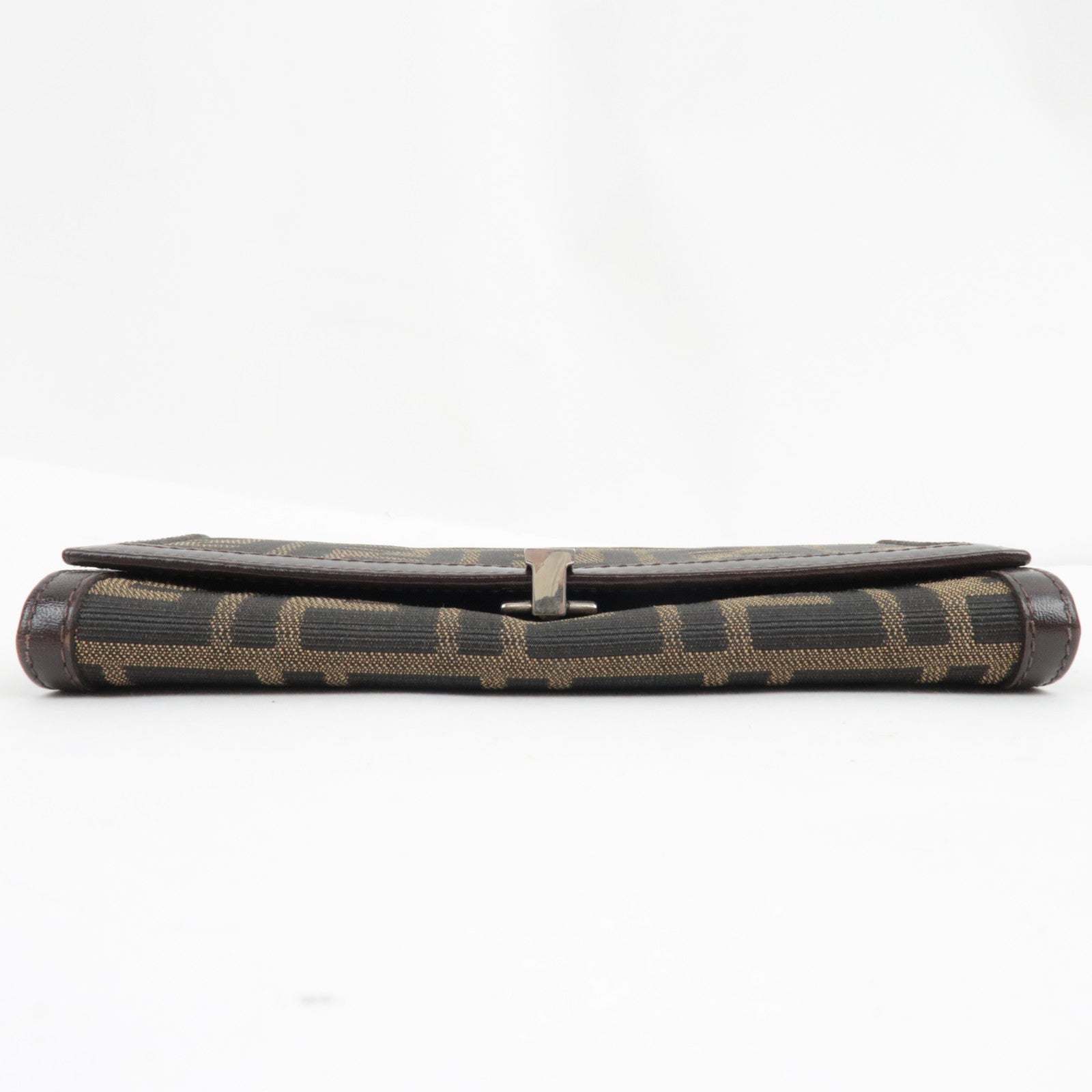 FENDI Zucca Long Wallet Khaki Black Brown 31084 *Box