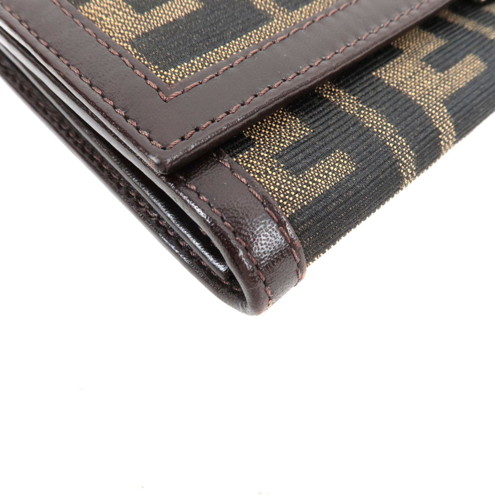 FENDI Zucca Long Wallet Khaki Black Brown 31084 *Box