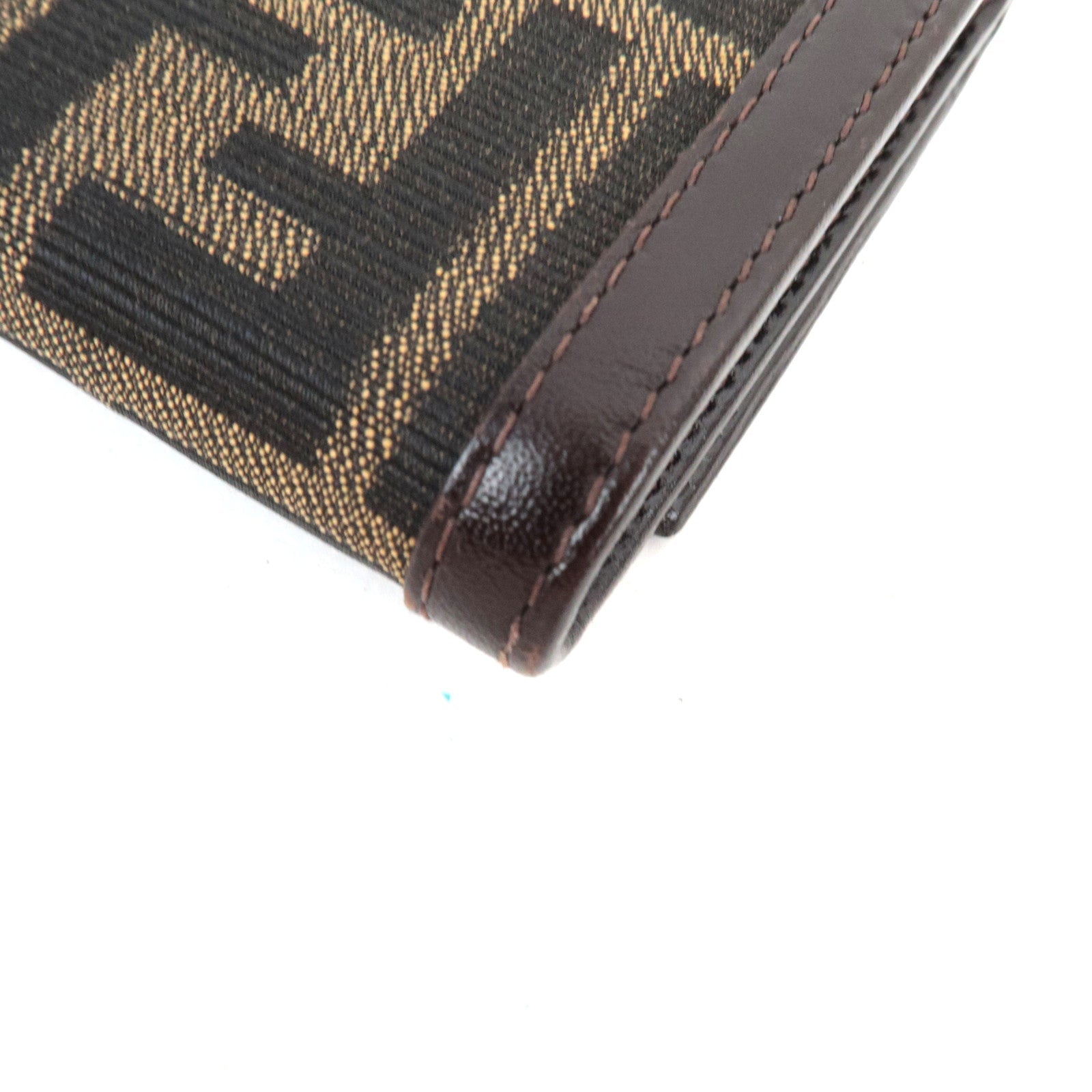 FENDI Zucca Long Wallet Khaki Black Brown 31084 *Box