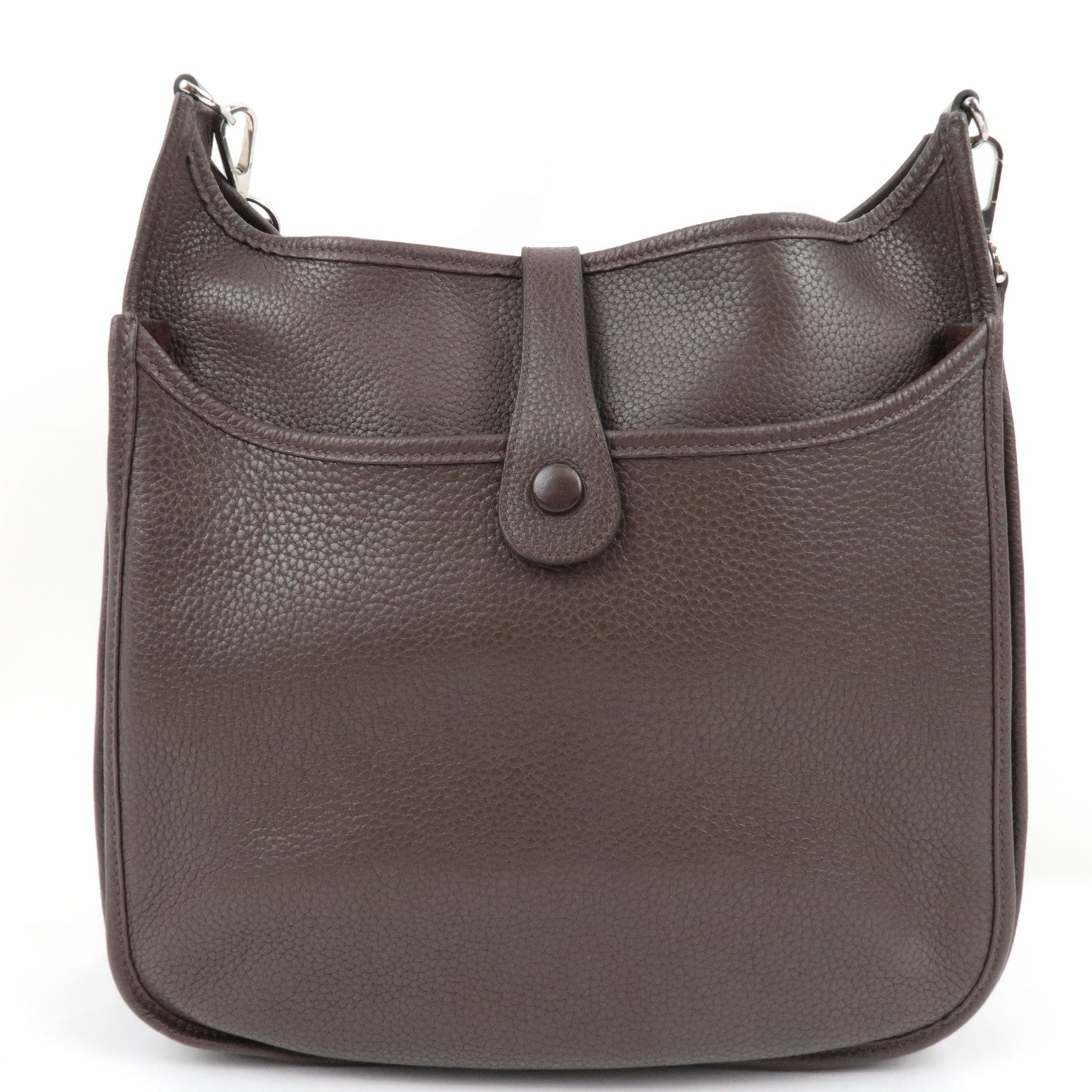 HERMES Evelyn 3 GM Shoulder Bag □M Stamp (2009) Taurillon Clemence Brown Silver HDW *Dust bag, Strap
