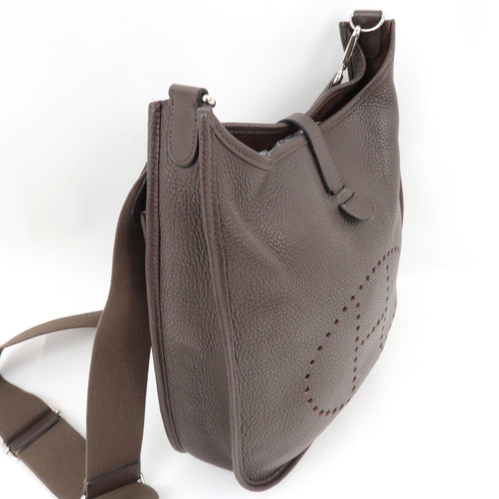 HERMES Evelyn 3 GM Shoulder Bag □M Stamp (2009) Taurillon Clemence Brown Silver HDW *Dust bag, Strap