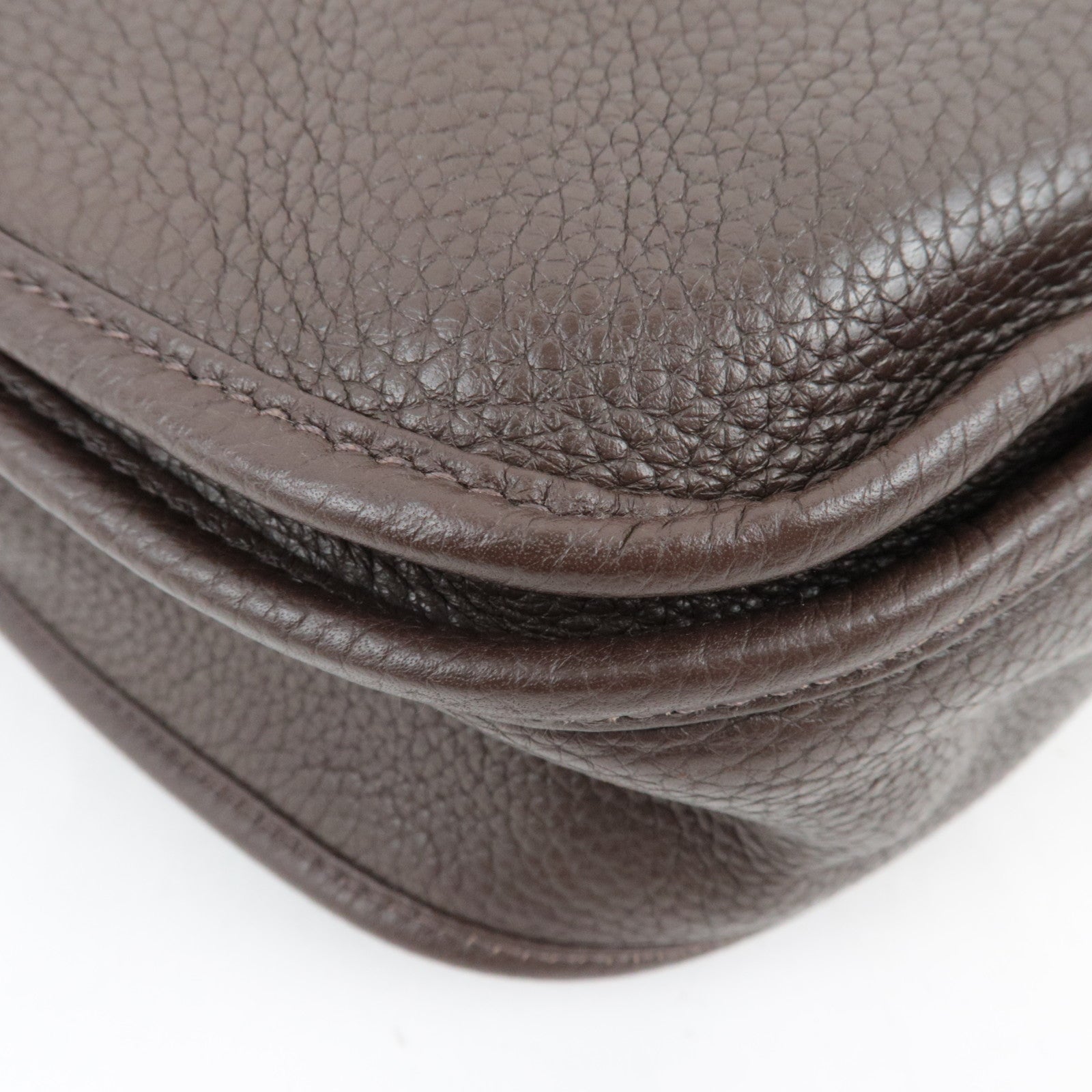 HERMES Evelyn 3 GM Shoulder Bag □M Stamp (2009) Taurillon Clemence Brown Silver HDW *Dust bag, Strap