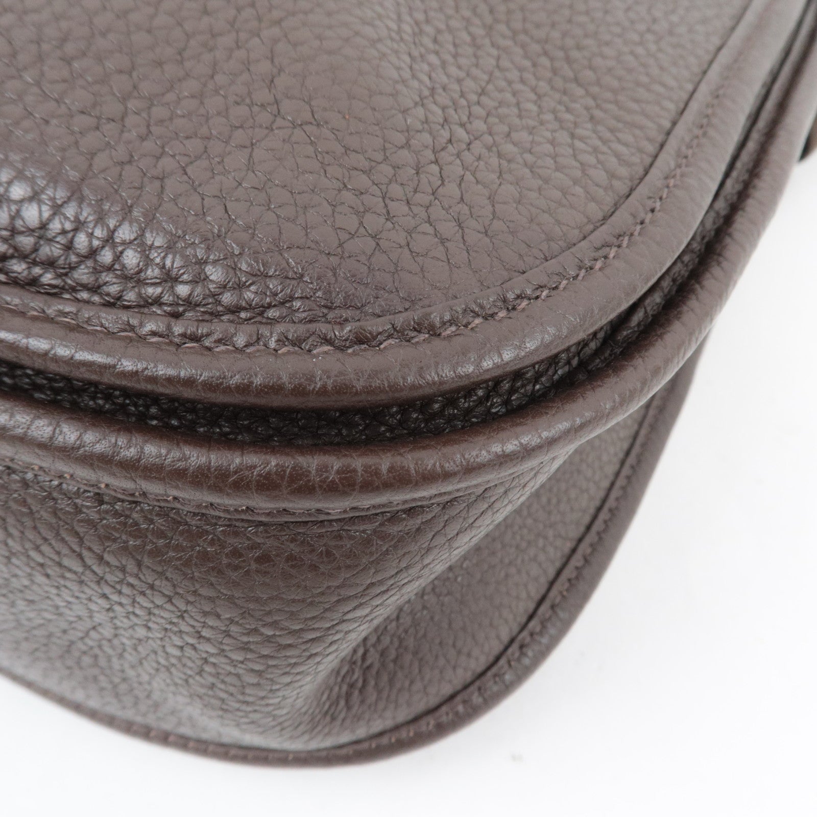 HERMES Evelyn 3 GM Shoulder Bag □M Stamp (2009) Taurillon Clemence Brown Silver HDW *Dust bag, Strap