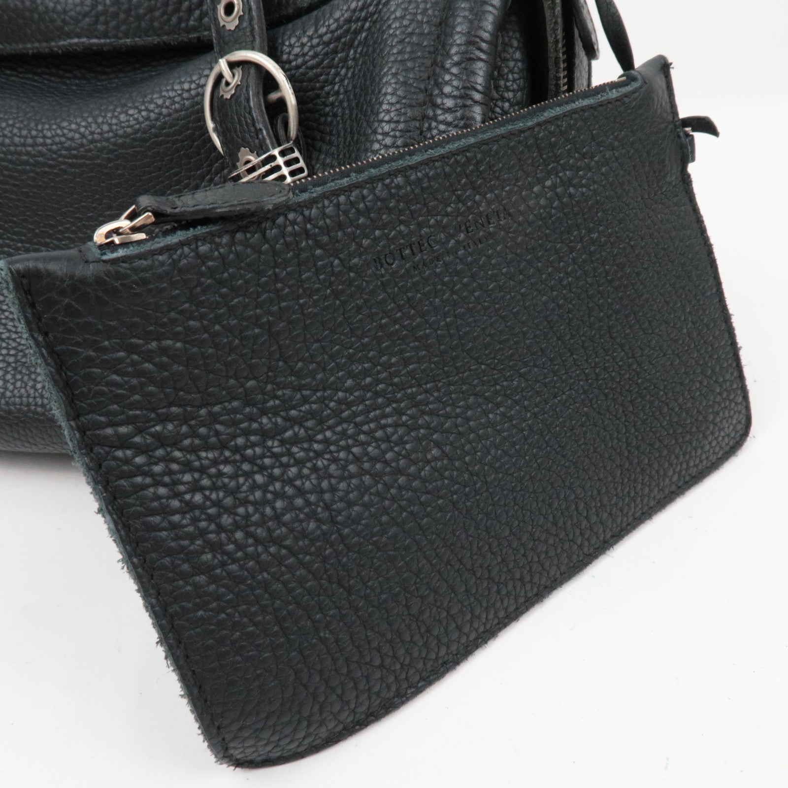 BOTTEGA VENETA Boston Bag Leather Black *Pouch