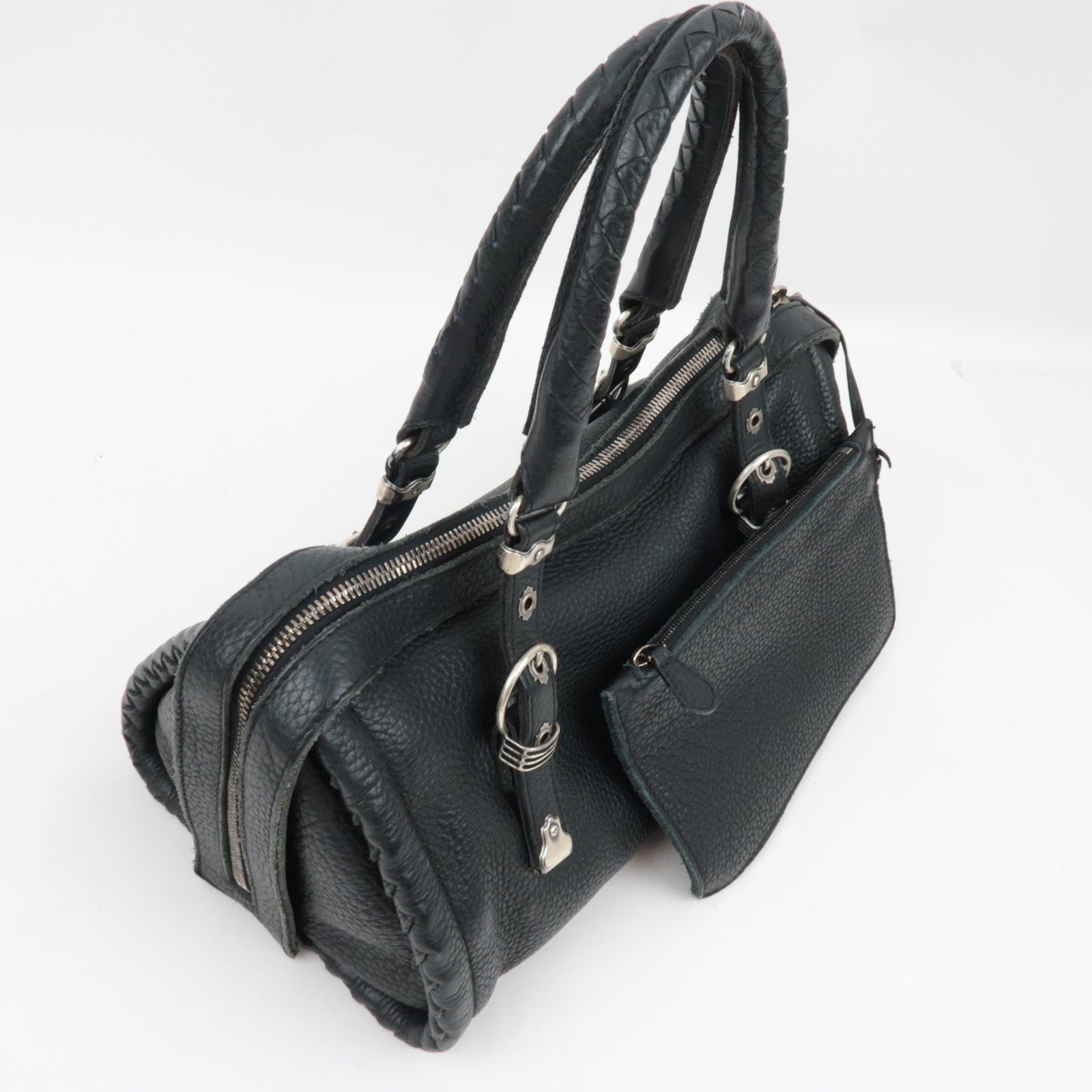 BOTTEGA VENETA Boston Bag Leather Black *Pouch