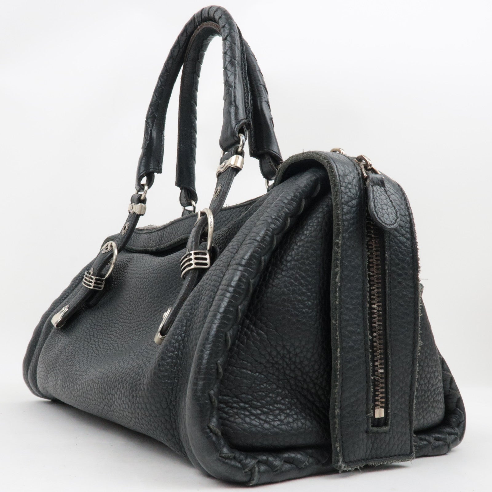 BOTTEGA VENETA Boston Bag Leather Black *Pouch