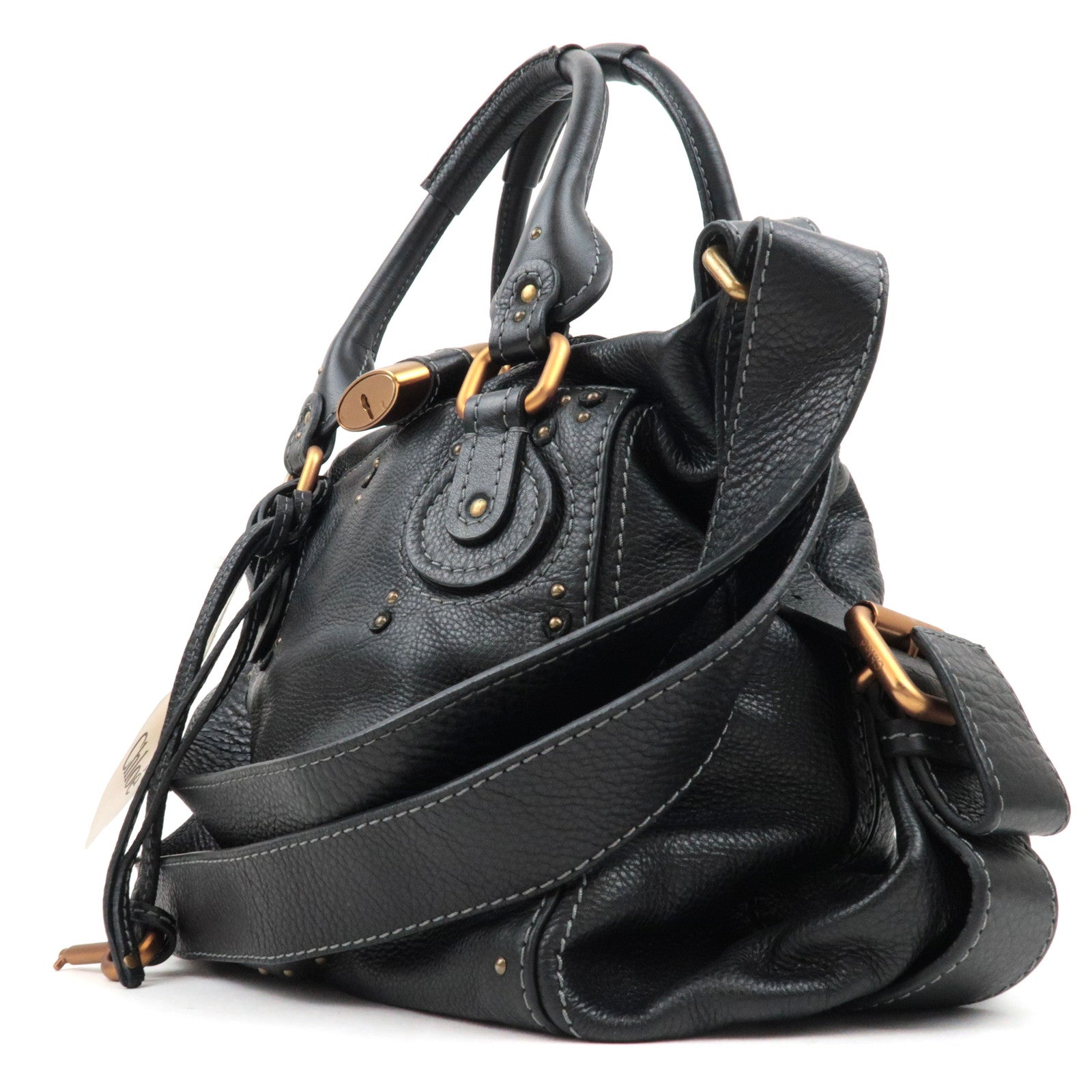 Chloe Paddington 2Way Shoulder Bag Leather Black *Key Lock