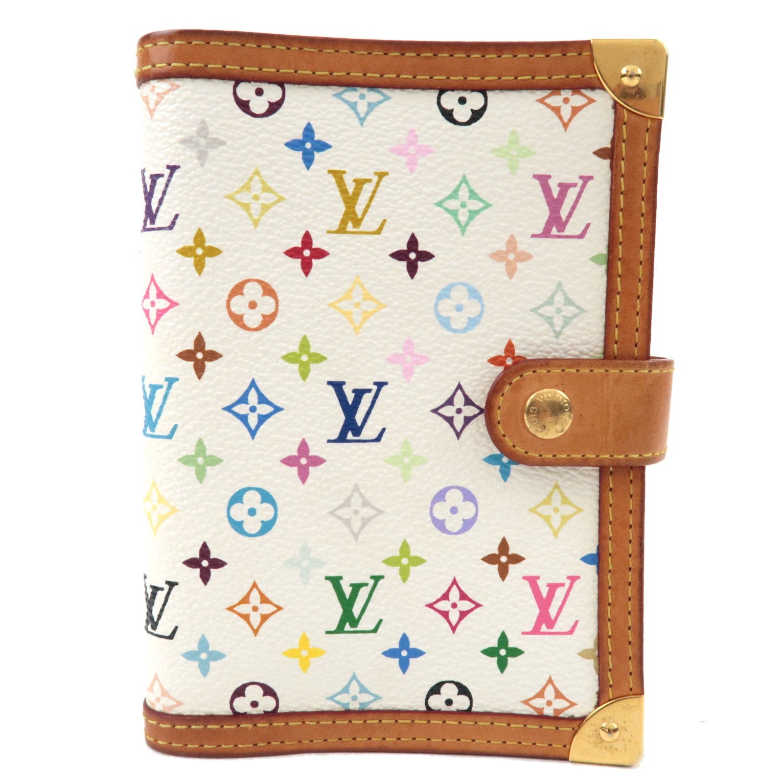 Louis Vuitton Monogram Multicolor Agenda PM Planner Cover Blanc R20896 CA1015 *Scale76713