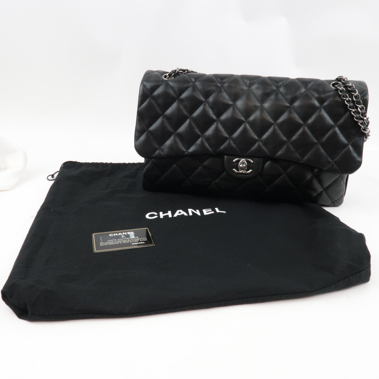 CHANEL Matelasse Chain Shoulder Bag Leather Black Silver HDW *Dust bag, G card