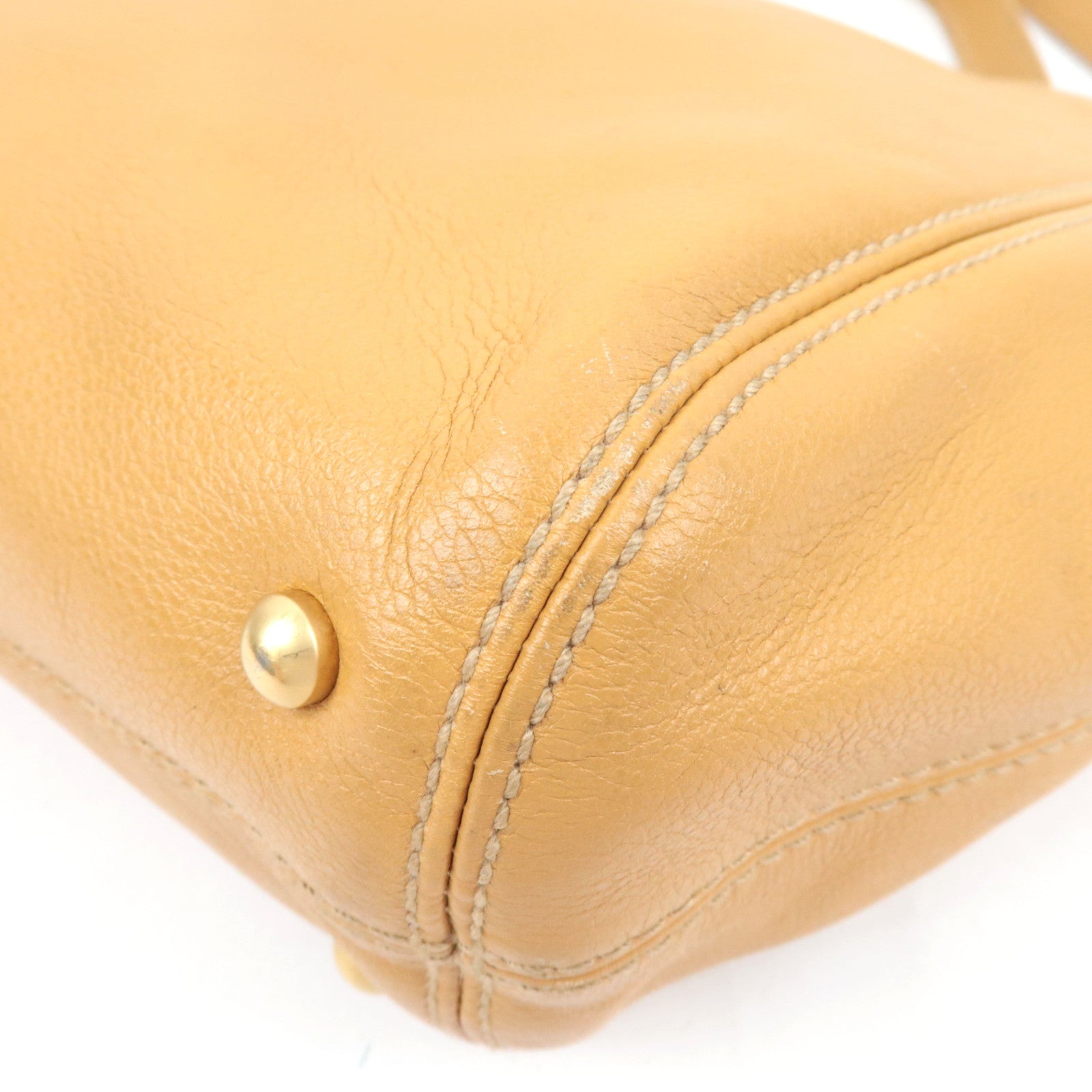 CHANEL Wood Handle Chain Tote Bag Leather Camel 8682797