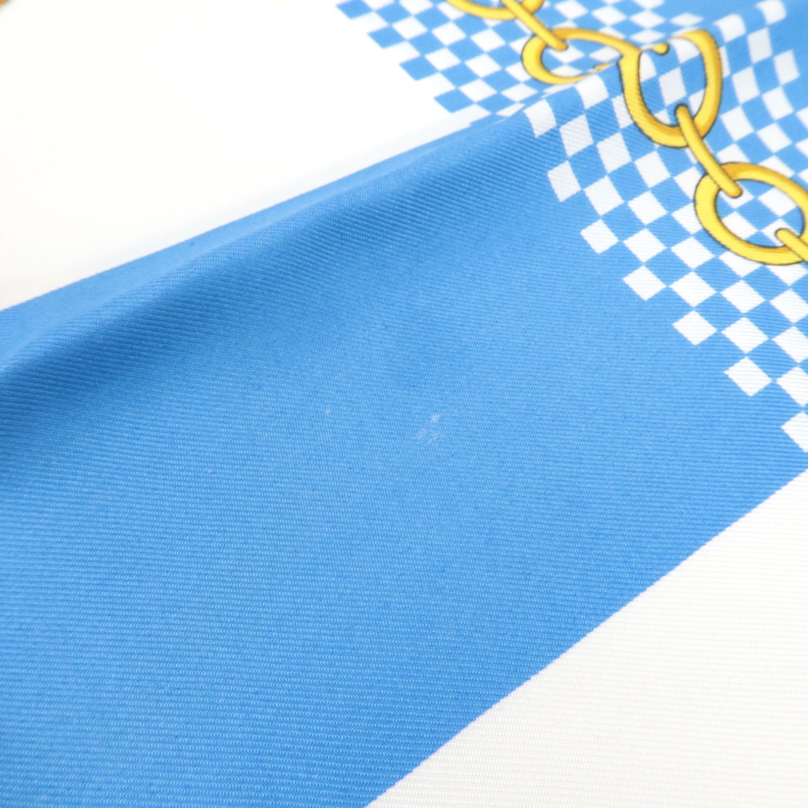 CELINE Scarf Stripe Print 100% Silk Blue