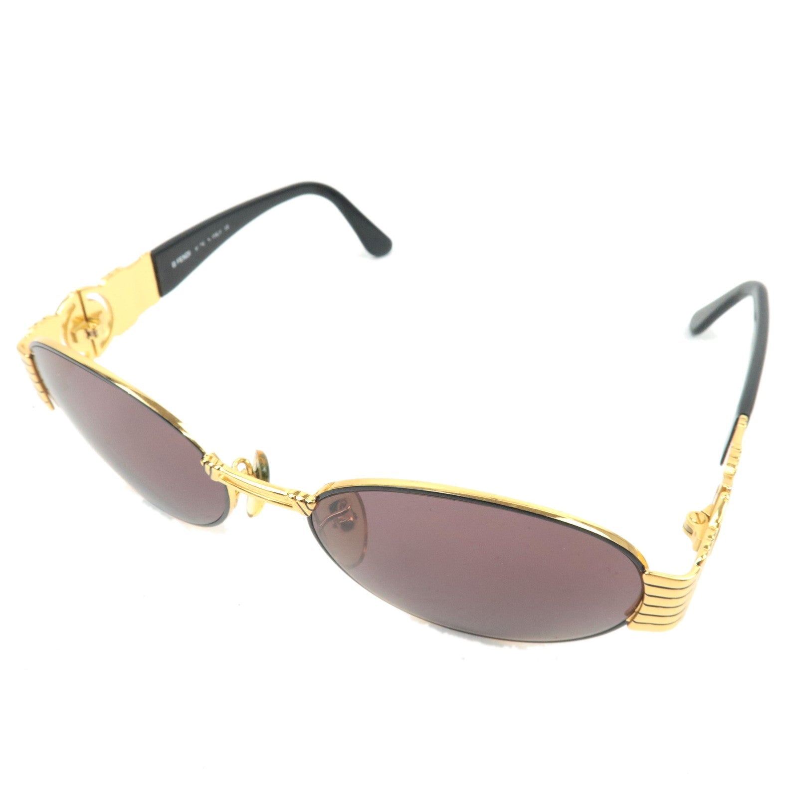 FENDI Oval Shape Sunglasses Sl7034 COL.101 Metal Gold Black76774