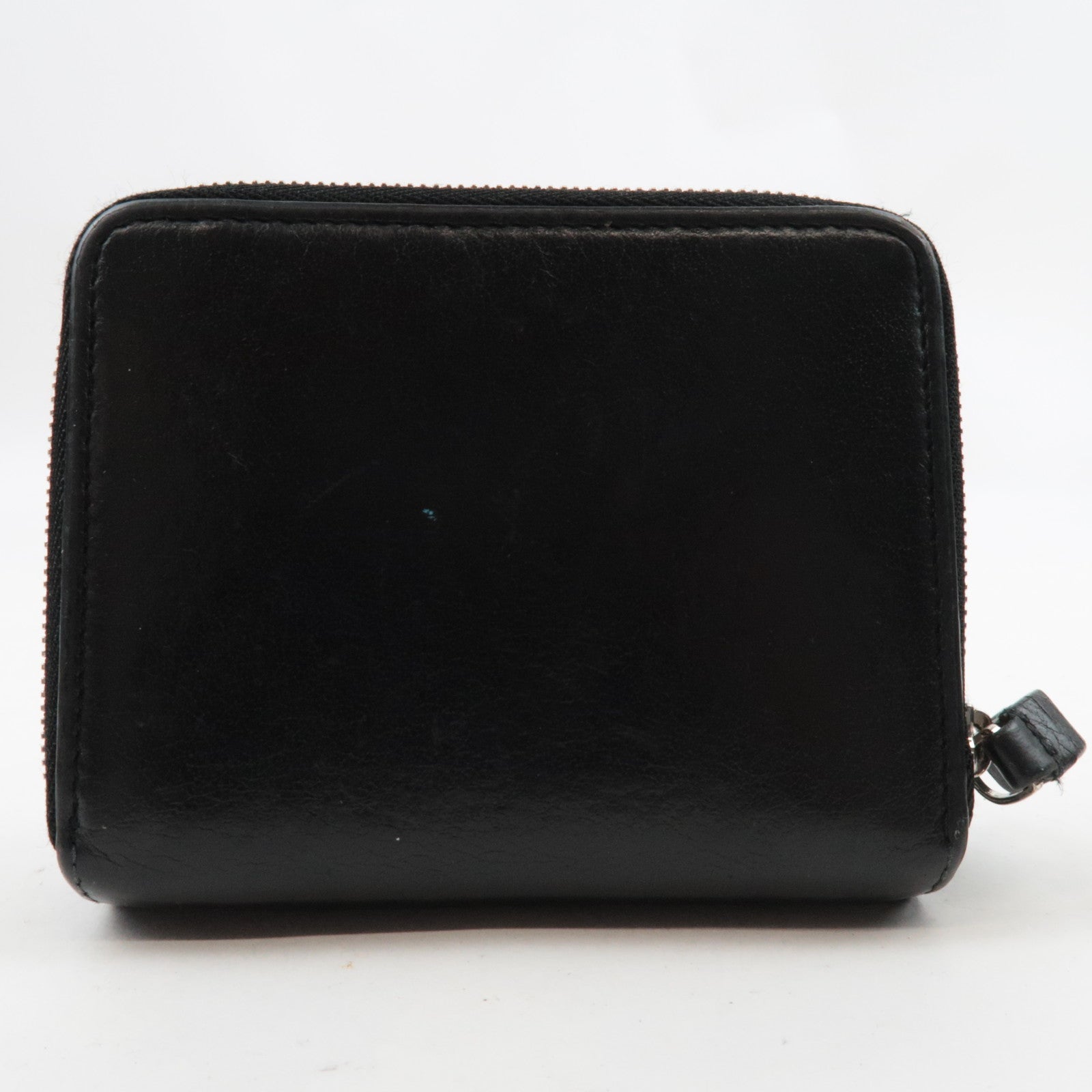 BALENCIAGA Everyday Round Zipper Wallet Leather Black 551933 *Box, Dust bag