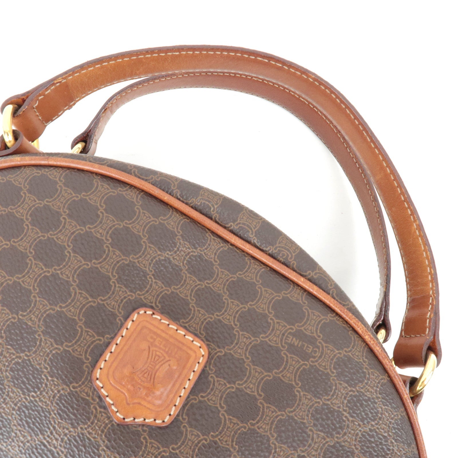 CELINE Macadam Hand Bag PVC Leather Brown