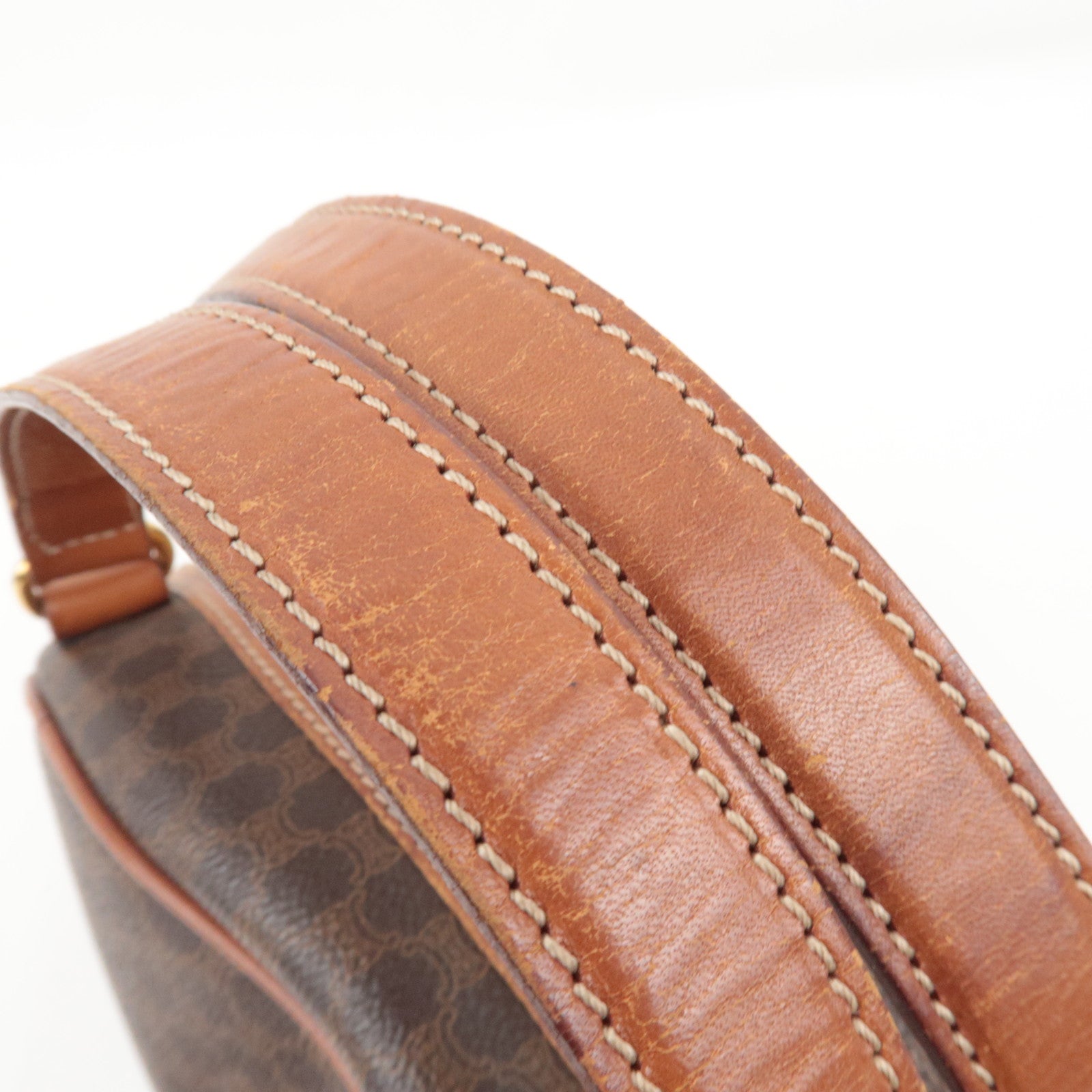 CELINE Macadam Hand Bag PVC Leather Brown