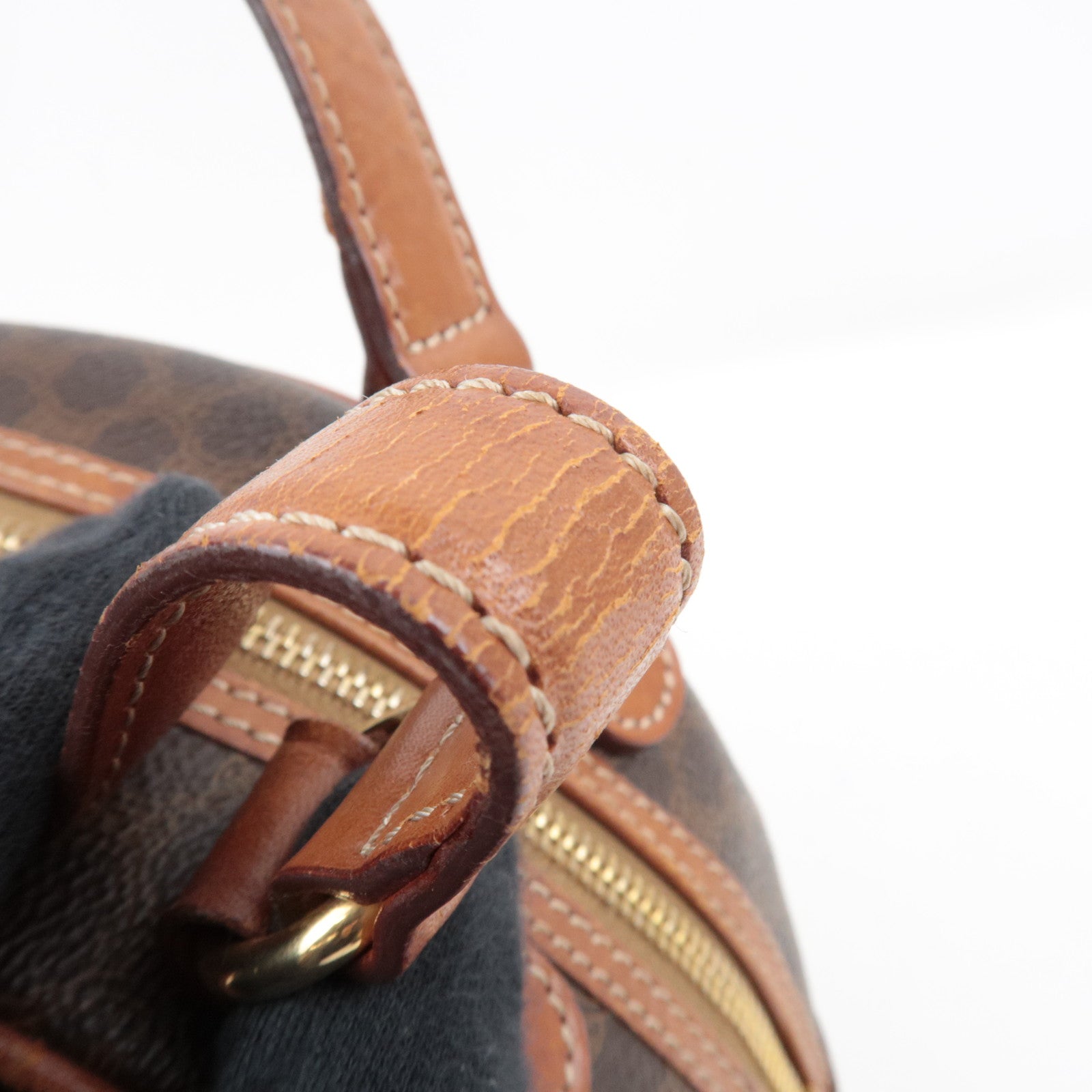 CELINE Macadam Hand Bag PVC Leather Brown