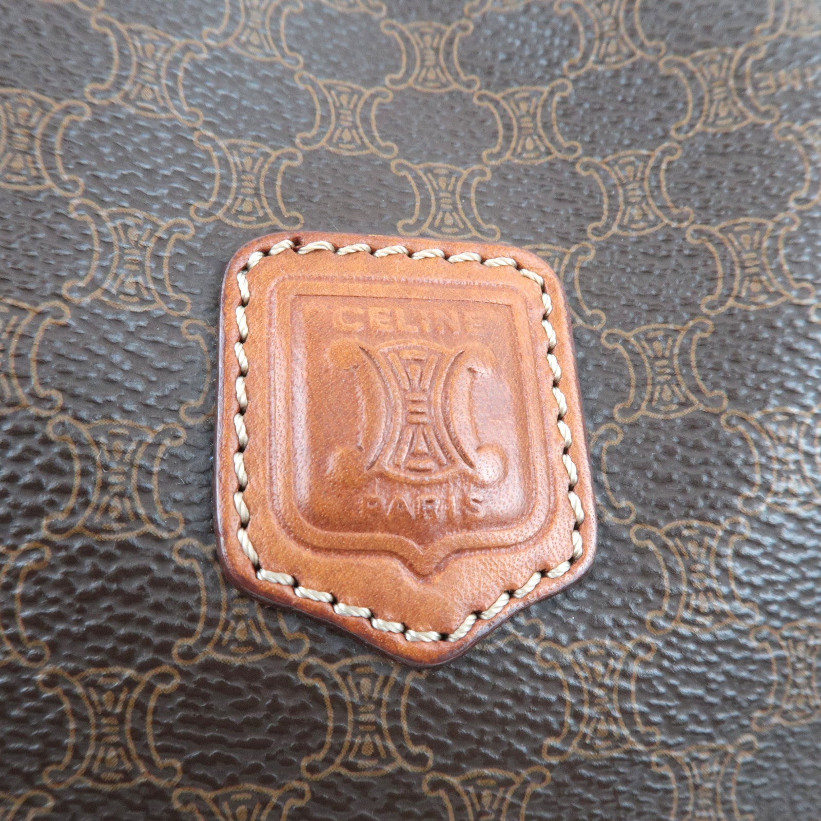 CELINE Macadam Hand Bag PVC Leather Brown