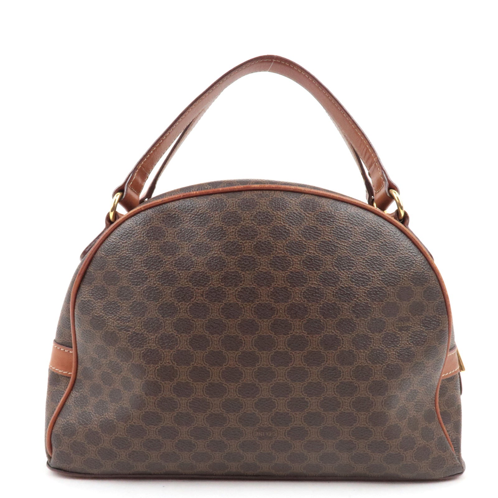 CELINE Macadam Hand Bag PVC Leather Brown