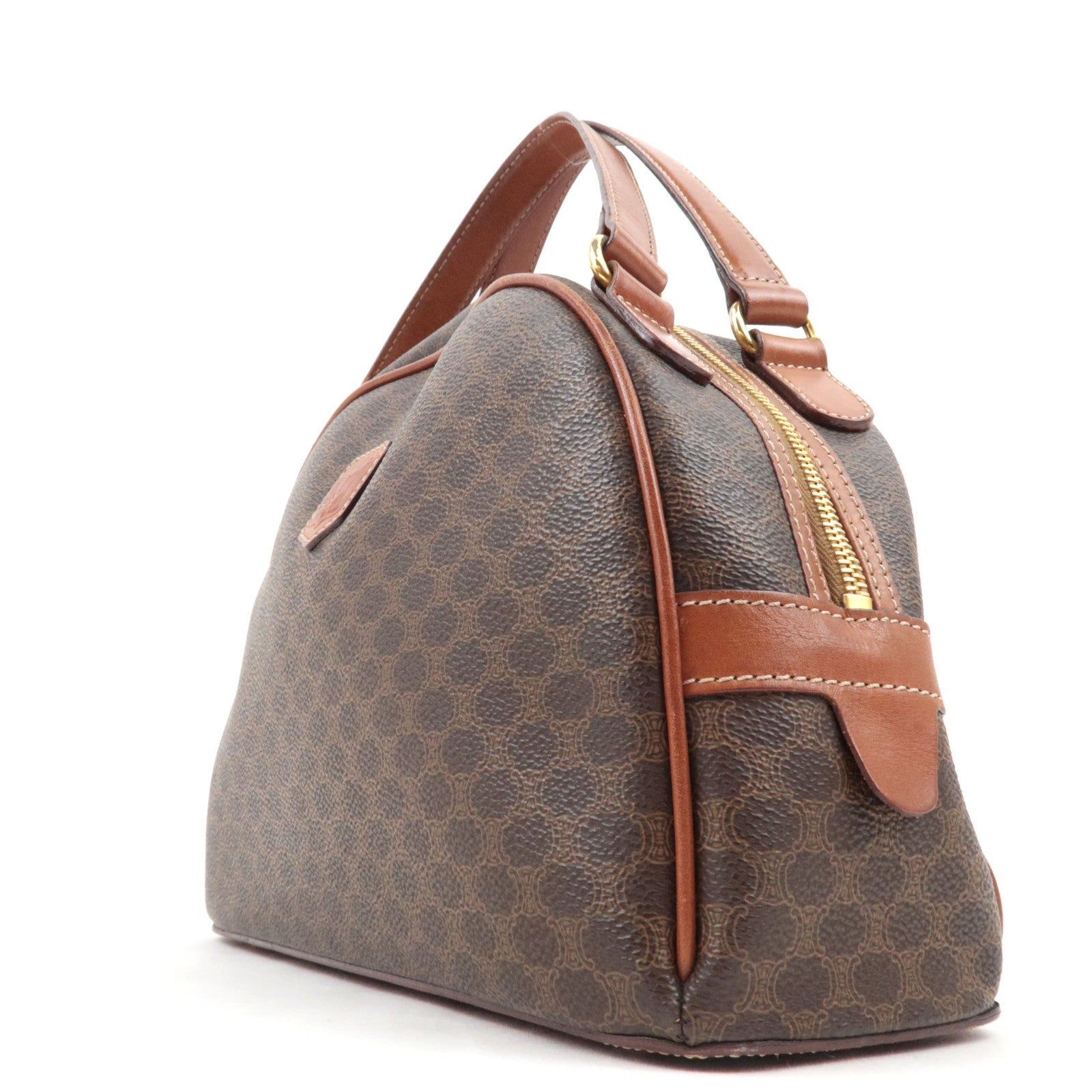 CELINE Macadam Hand Bag PVC Leather Brown