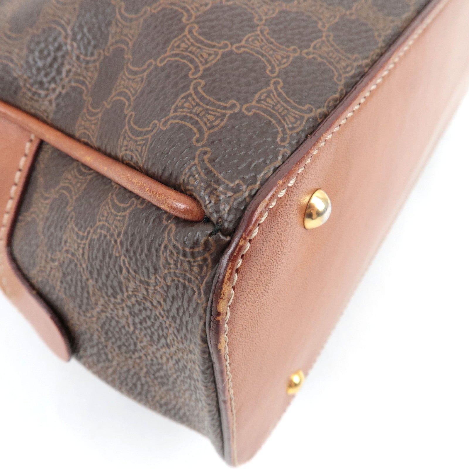 CELINE Macadam Hand Bag PVC Leather Brown