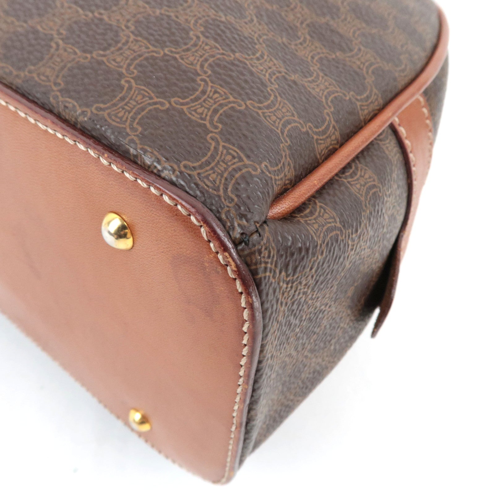 CELINE Macadam Hand Bag PVC Leather Brown