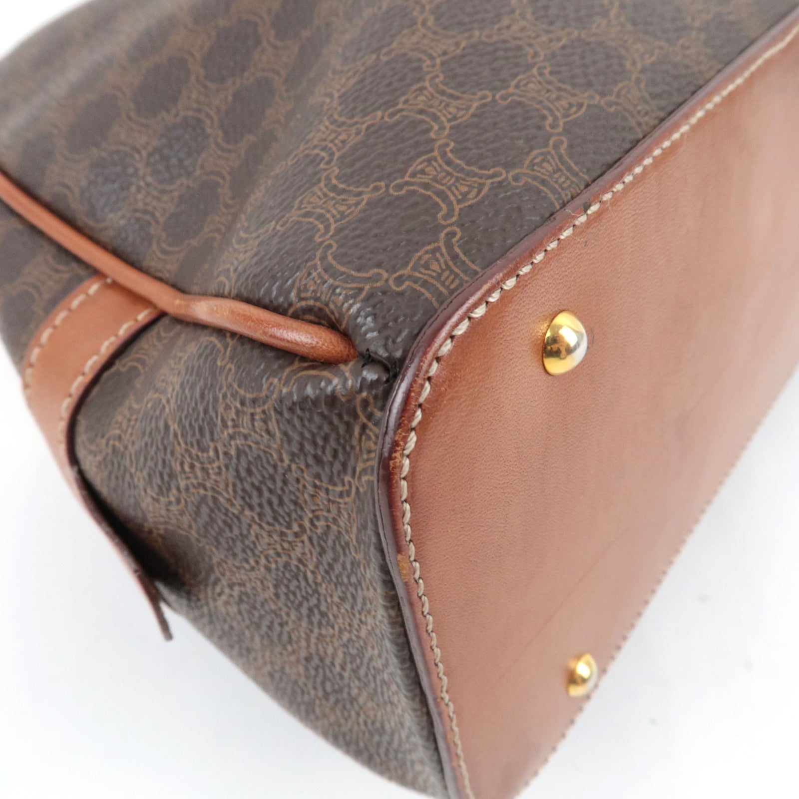 CELINE Macadam Hand Bag PVC Leather Brown