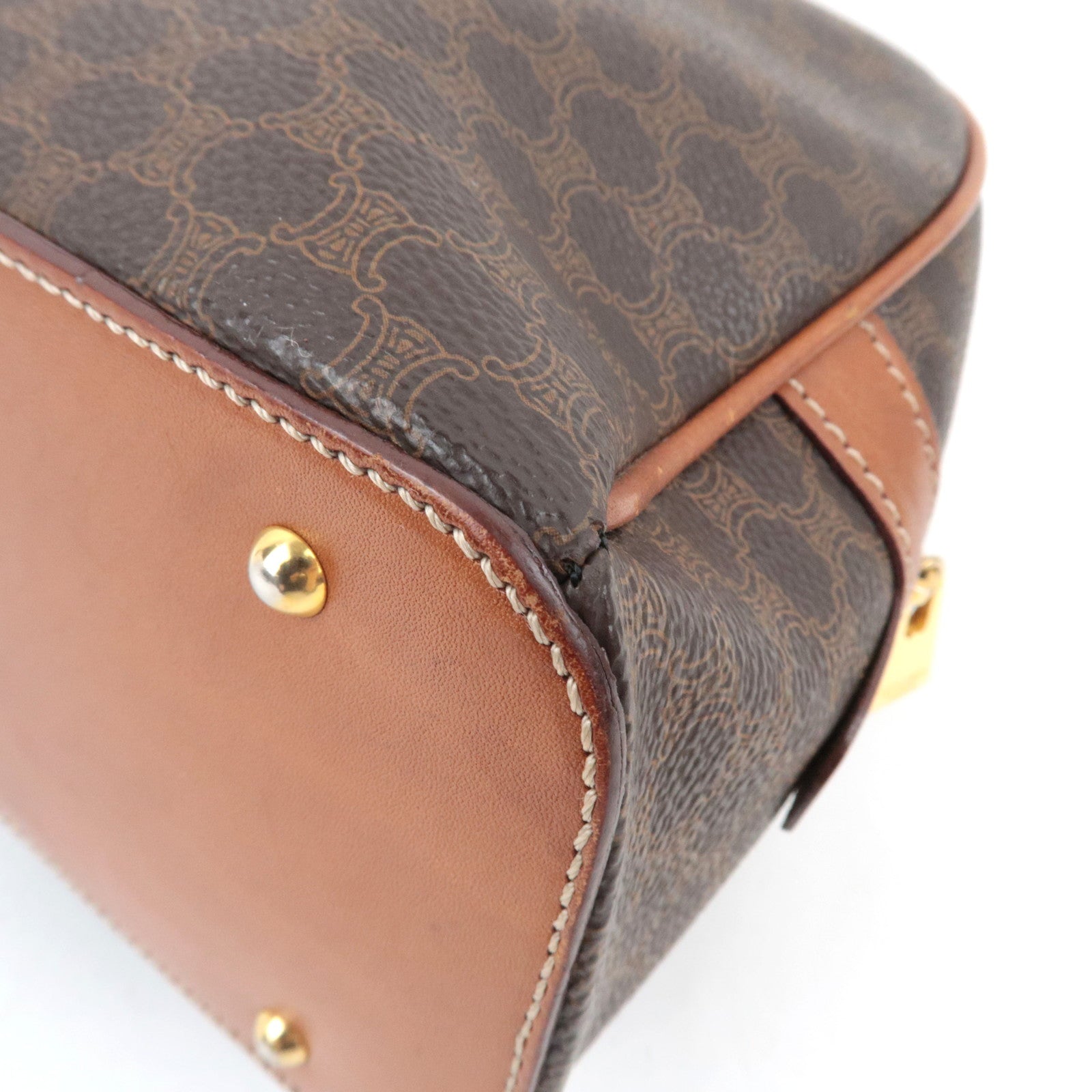 CELINE Macadam Hand Bag PVC Leather Brown