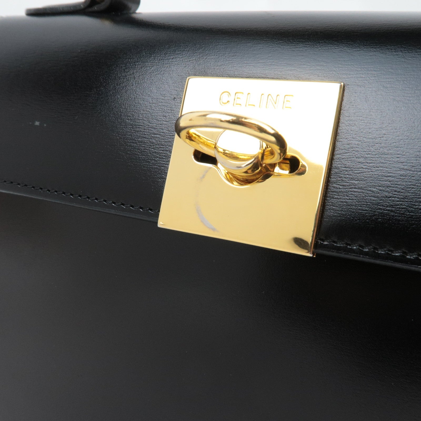 CELINE 2 Way Hand Bag Leather Black *Dust bag, Strap