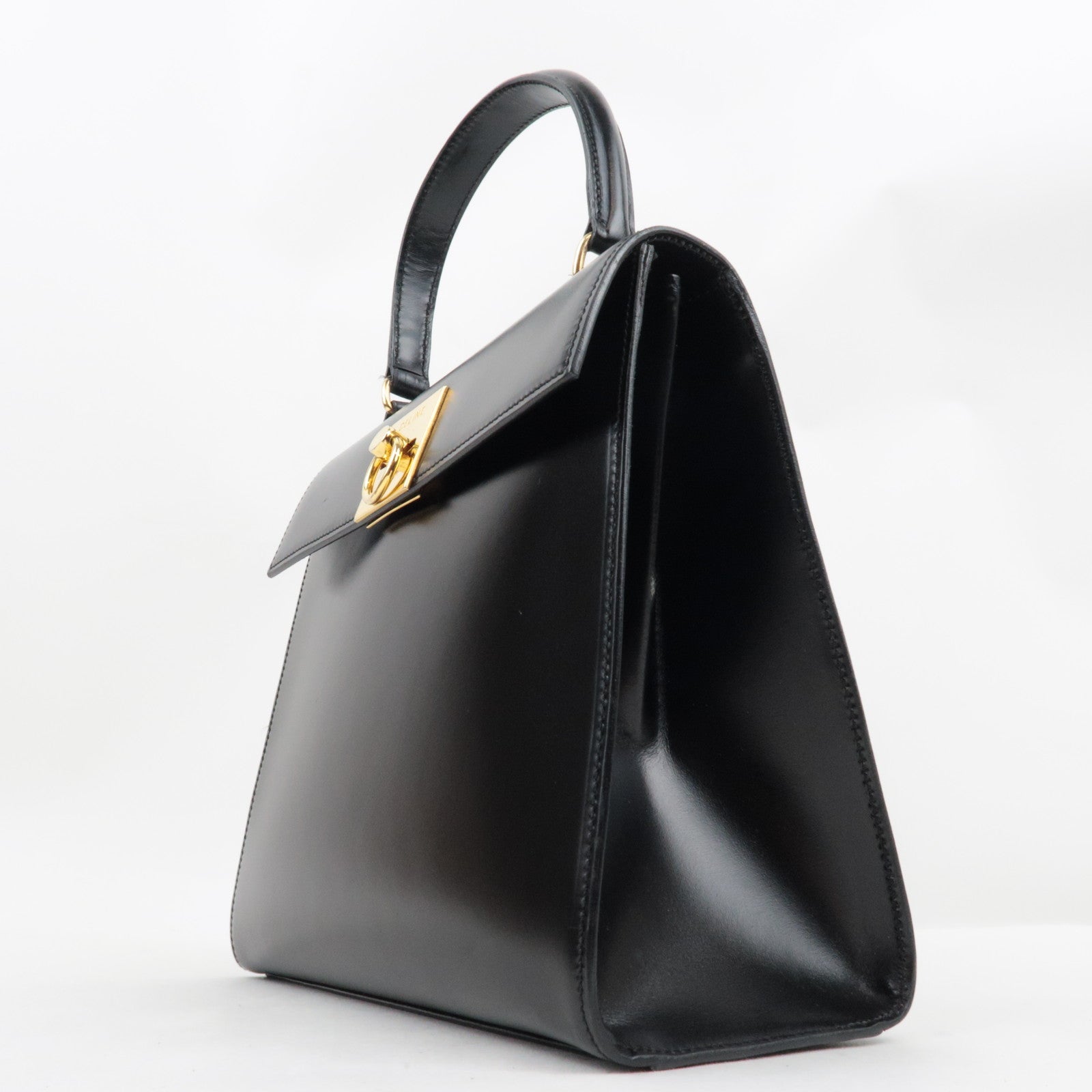 CELINE 2 Way Hand Bag Leather Black *Dust bag, Strap