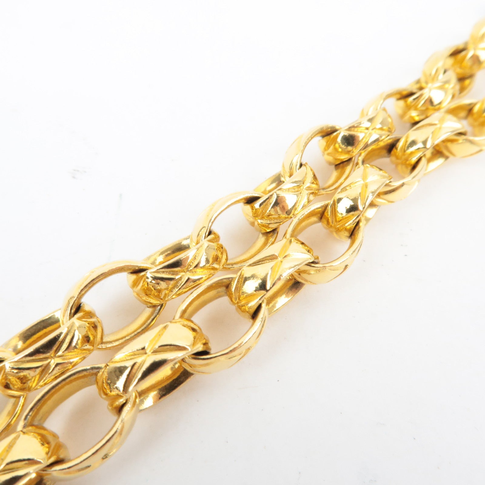 CHANEL Matelasse Chain Shoulder Bag With Bijou Chain Lambskin Beige Gold HDW *Box, Dust bag, G card