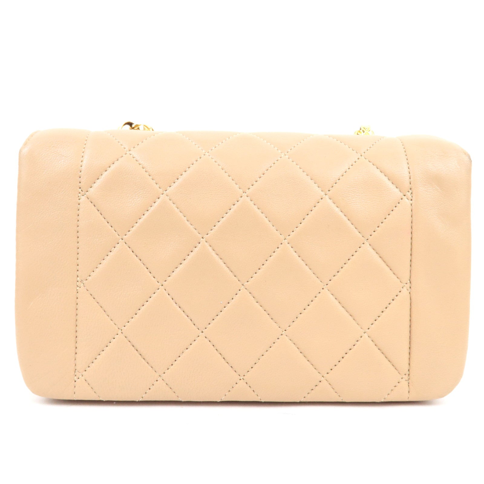 CHANEL Matelasse Chain Shoulder Bag With Bijou Chain Lambskin Beige Gold HDW *Box, Dust bag, G card