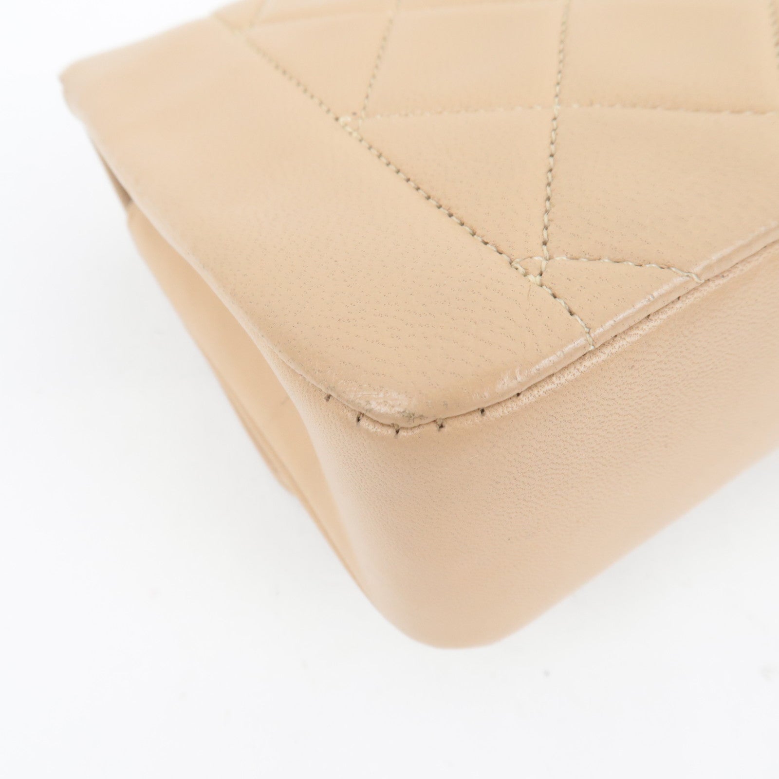 CHANEL Matelasse Chain Shoulder Bag With Bijou Chain Lambskin Beige Gold HDW *Box, Dust bag, G card