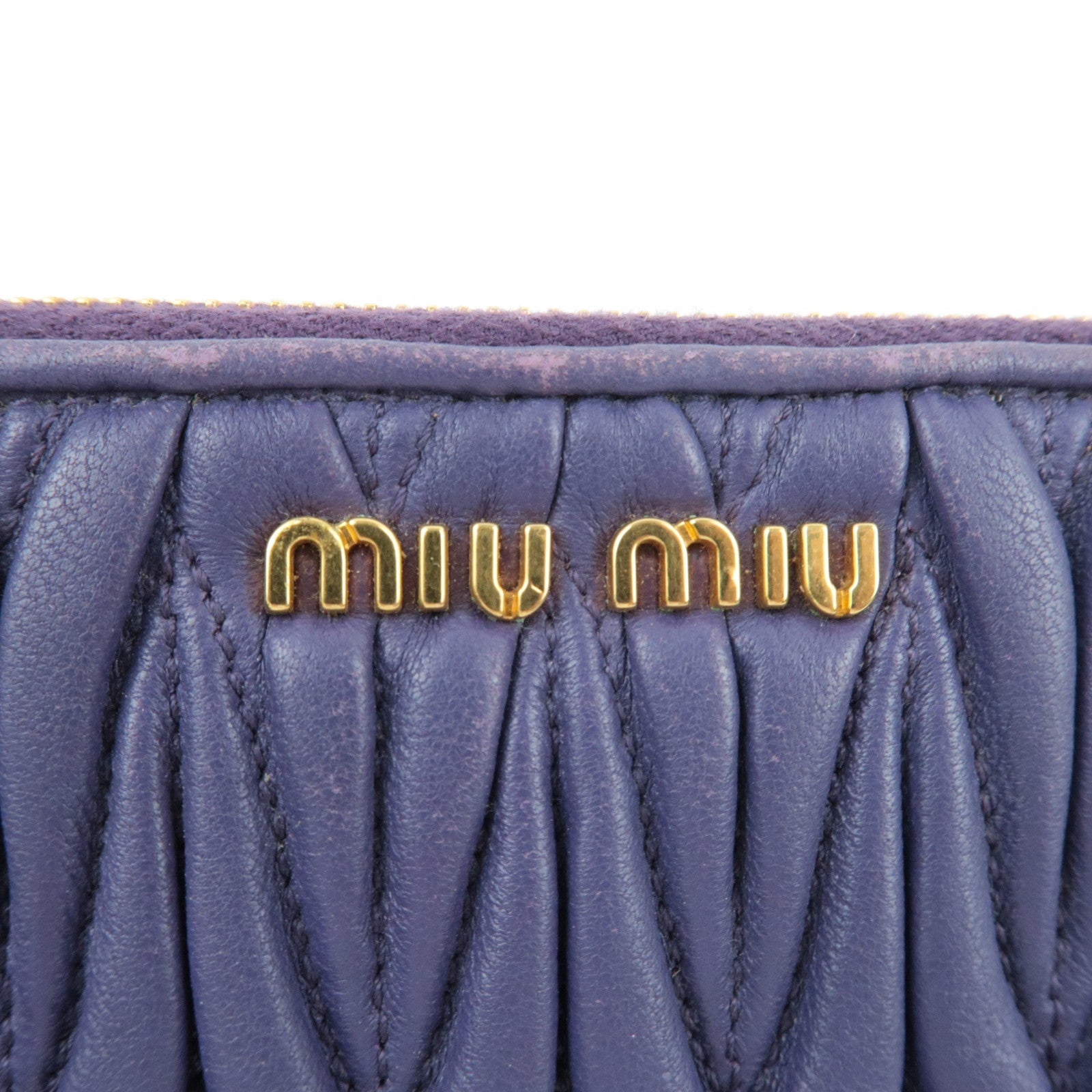 MIU MIU Matelasse Pouch Leather Purple