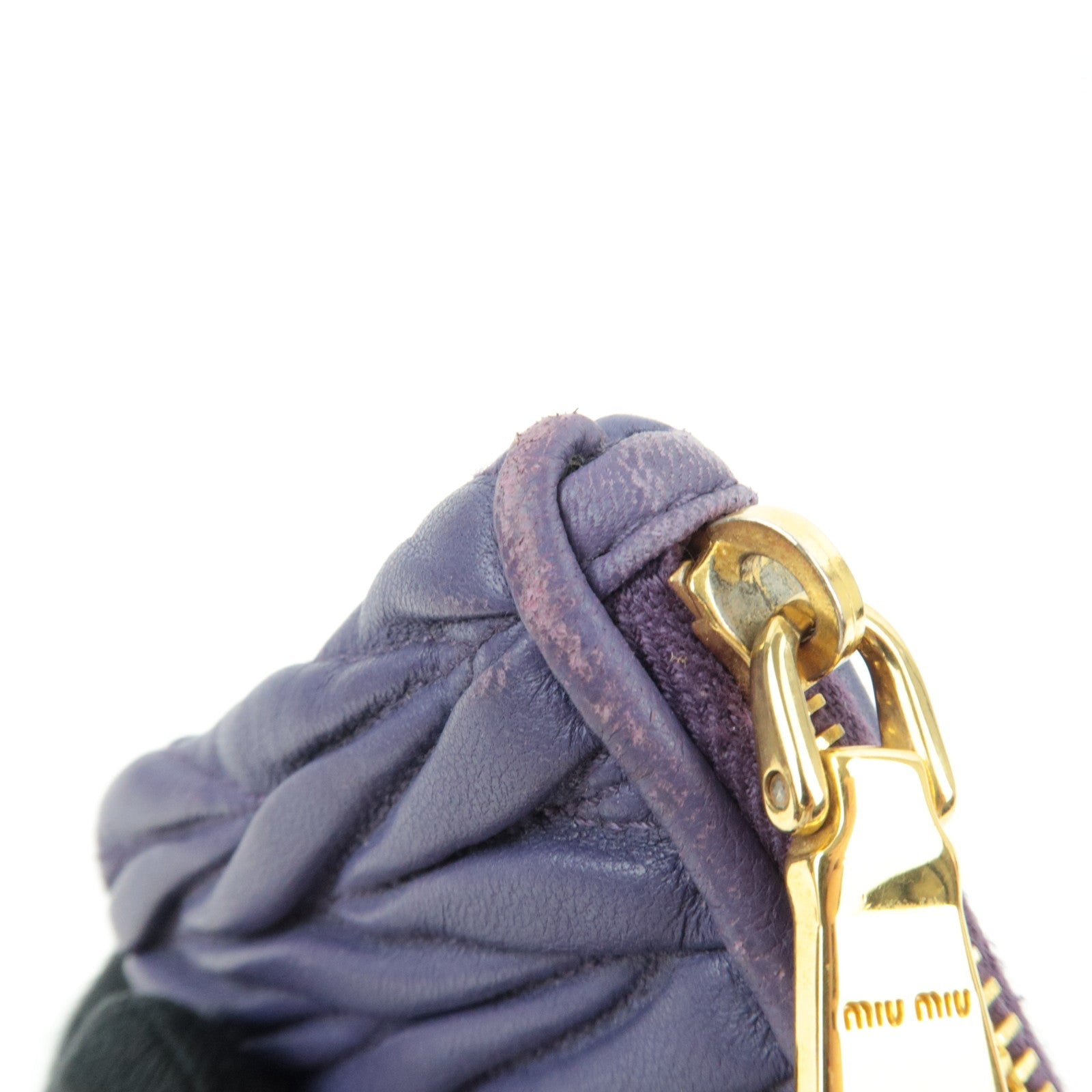 MIU MIU Matelasse Pouch Leather Purple