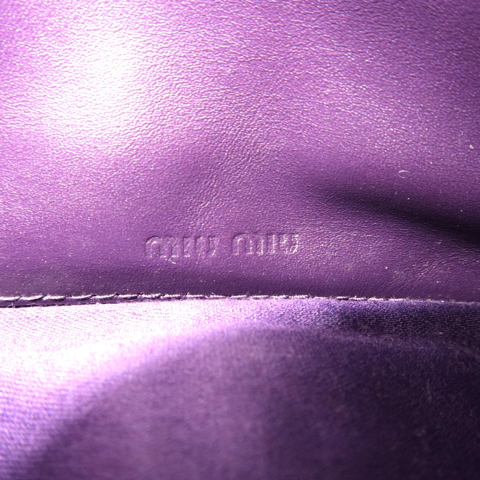 MIU MIU Matelasse Pouch Leather Purple