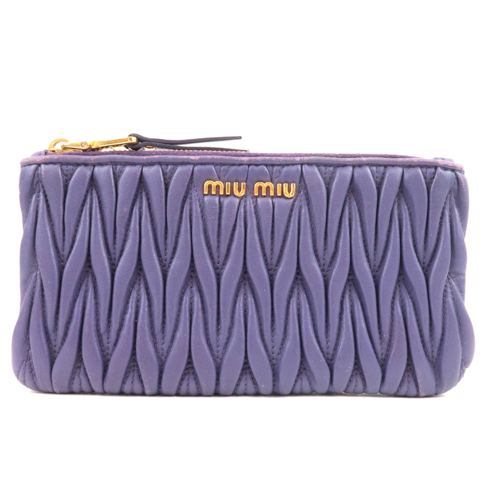MIU MIU Matelasse Pouch Leather Purple   76893