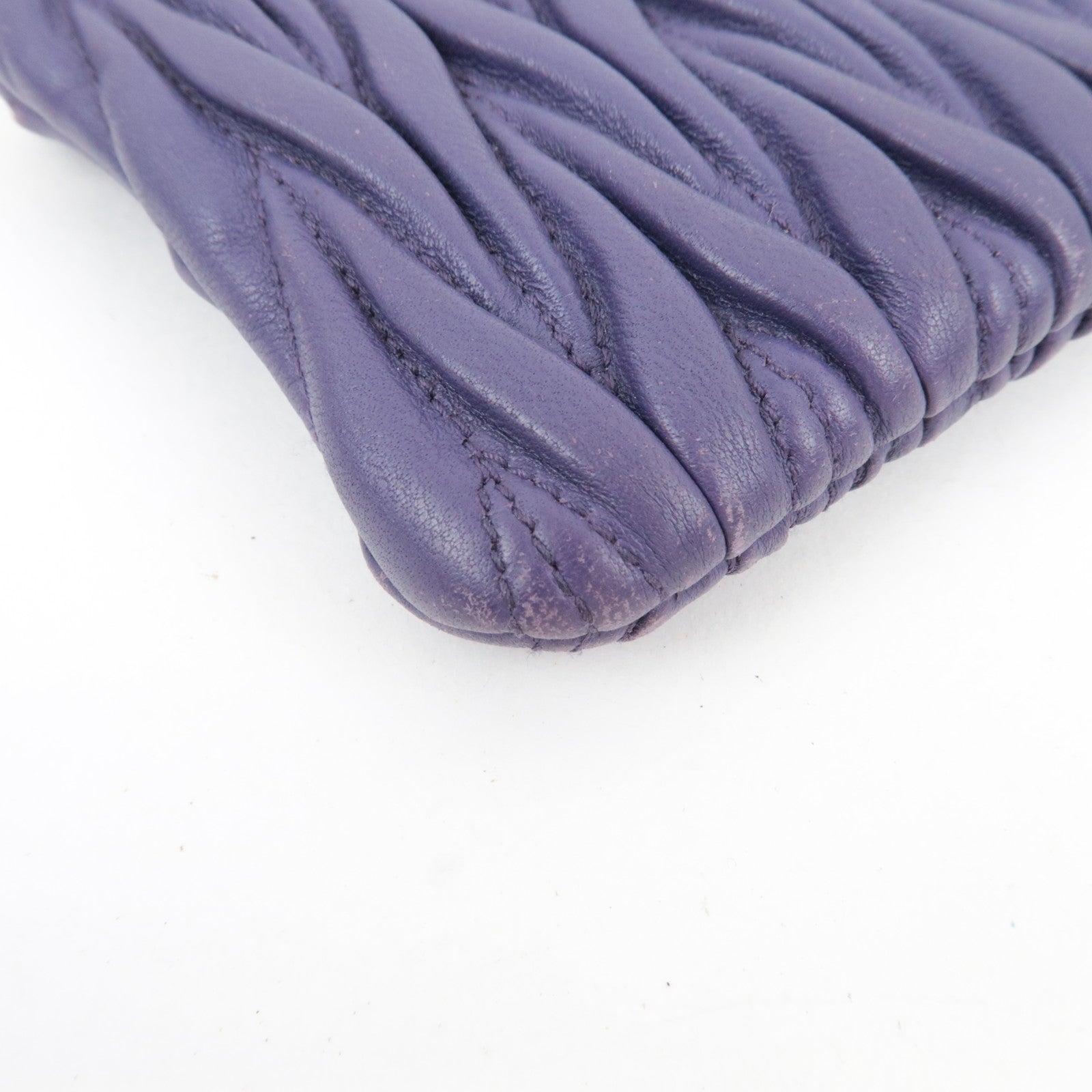 MIU MIU Matelasse Pouch Leather Purple