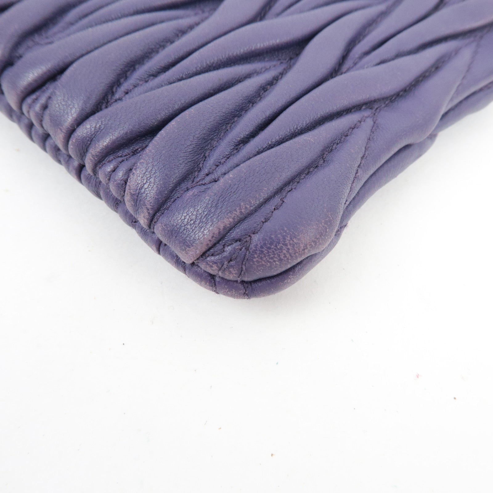 MIU MIU Matelasse Pouch Leather Purple