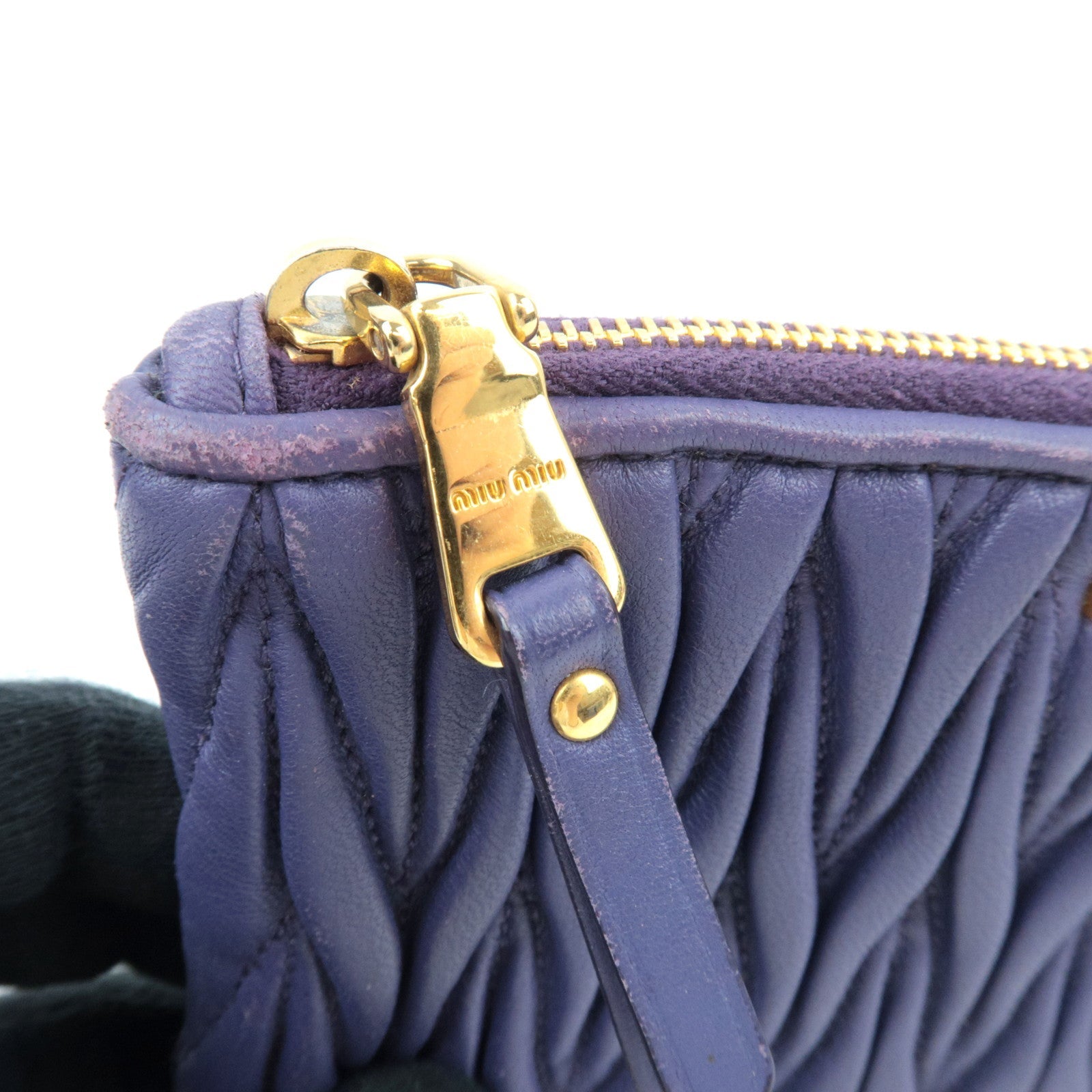 MIU MIU Matelasse Pouch Leather Purple