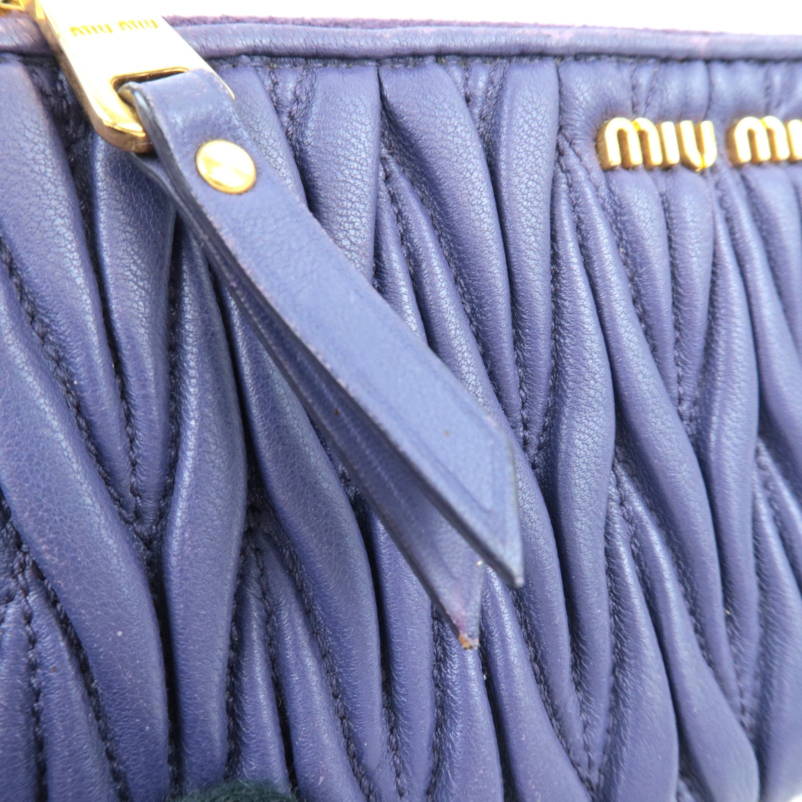 MIU MIU Matelasse Pouch Leather Purple