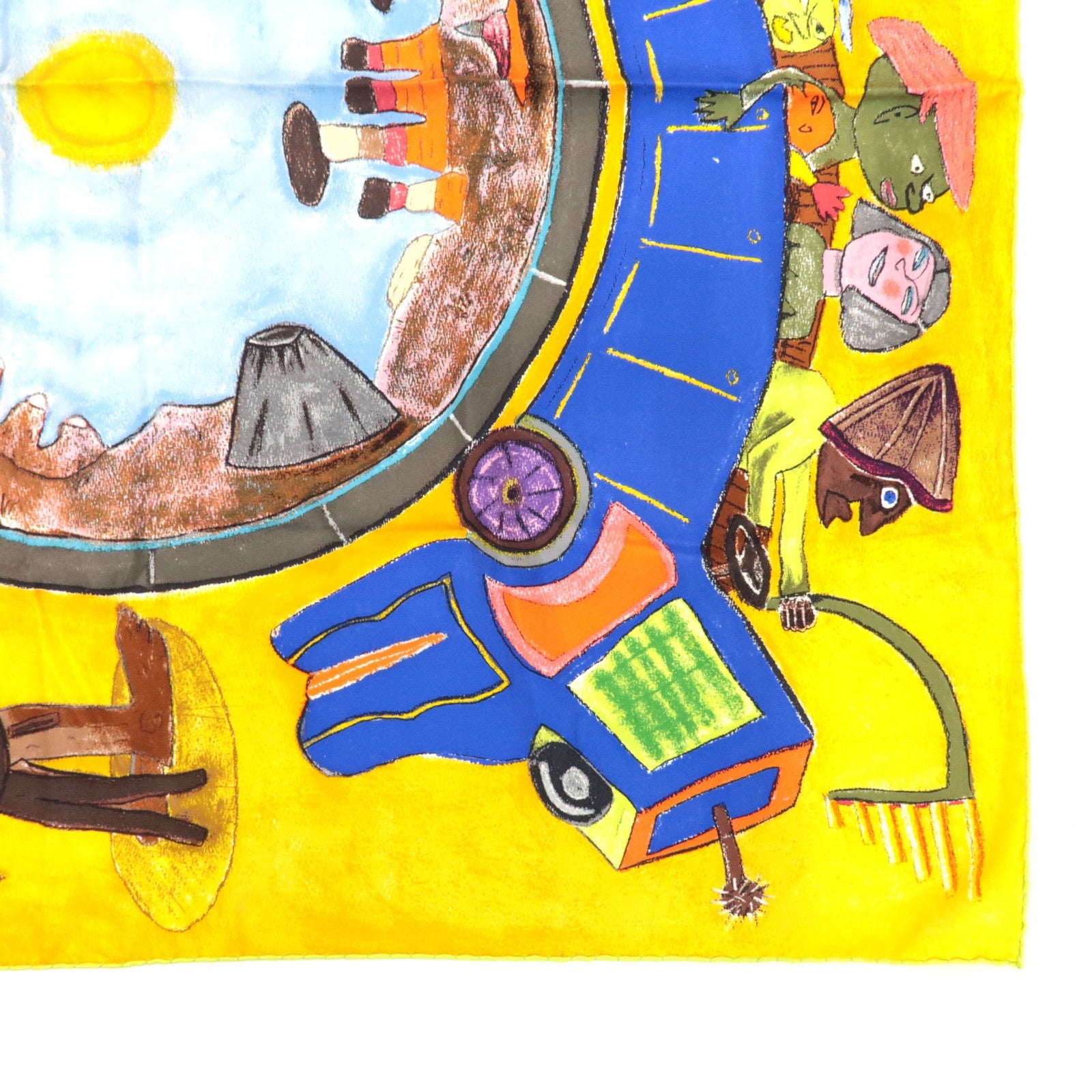 Louis Vuitton Scarf Le Voyage En Arizona William Willson 100% Silk Yellow