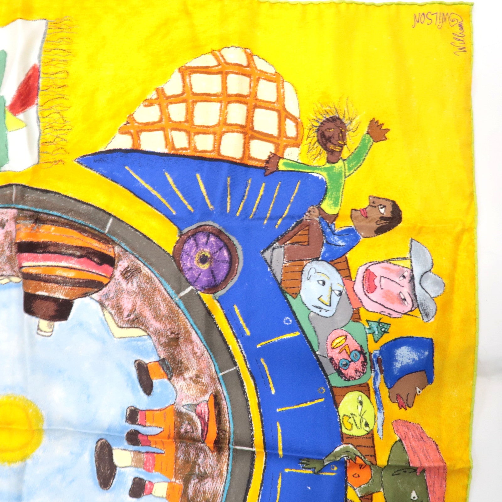 Louis Vuitton Scarf Le Voyage En Arizona William Willson 100% Silk Yellow