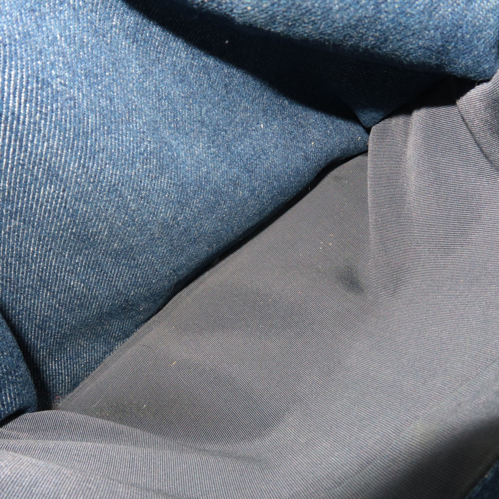 CHANEL Tote Bag Denim Leather Blue Brown 6114009