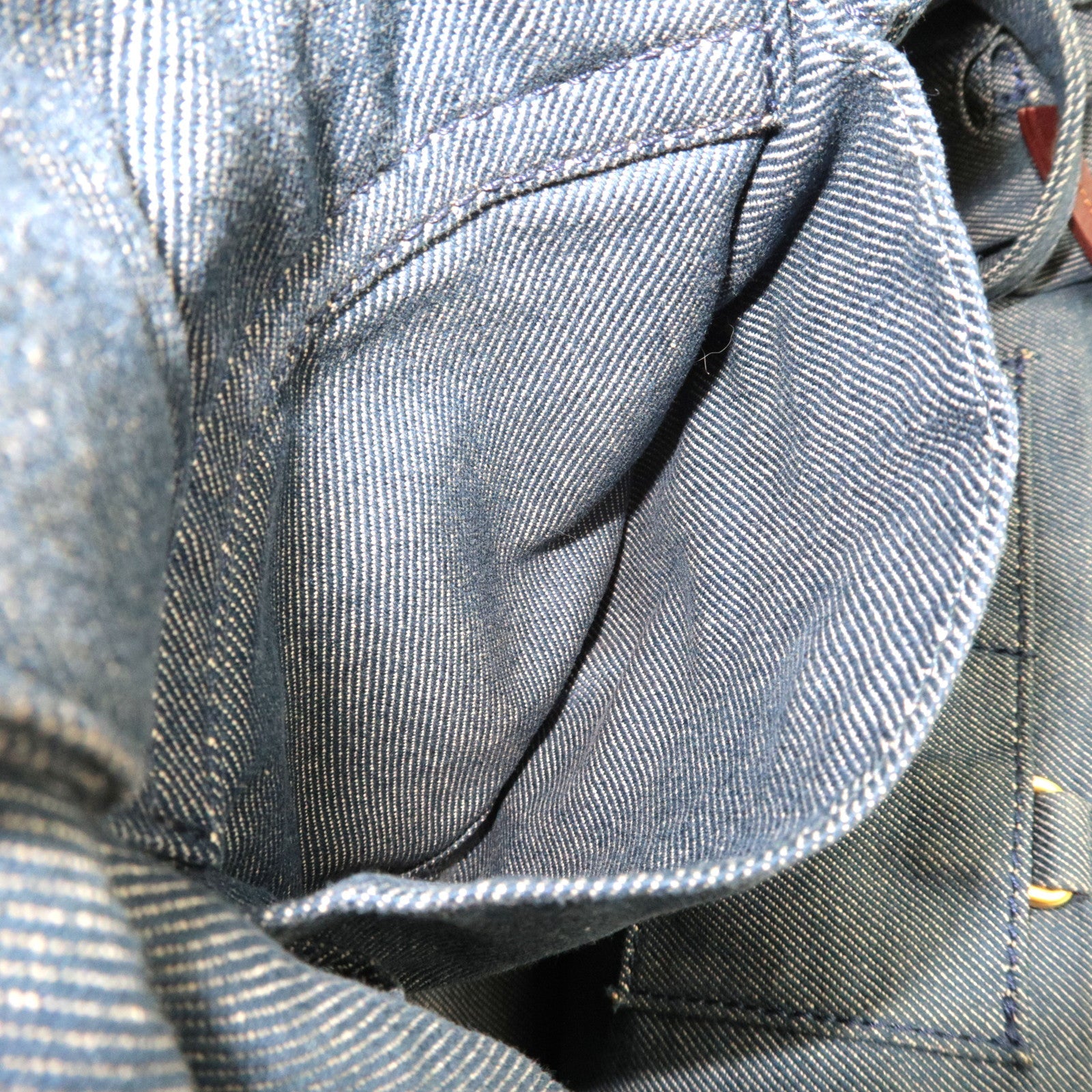 CELINE Paris Macadam Shoulder Bag Denim Leather Blue Brown