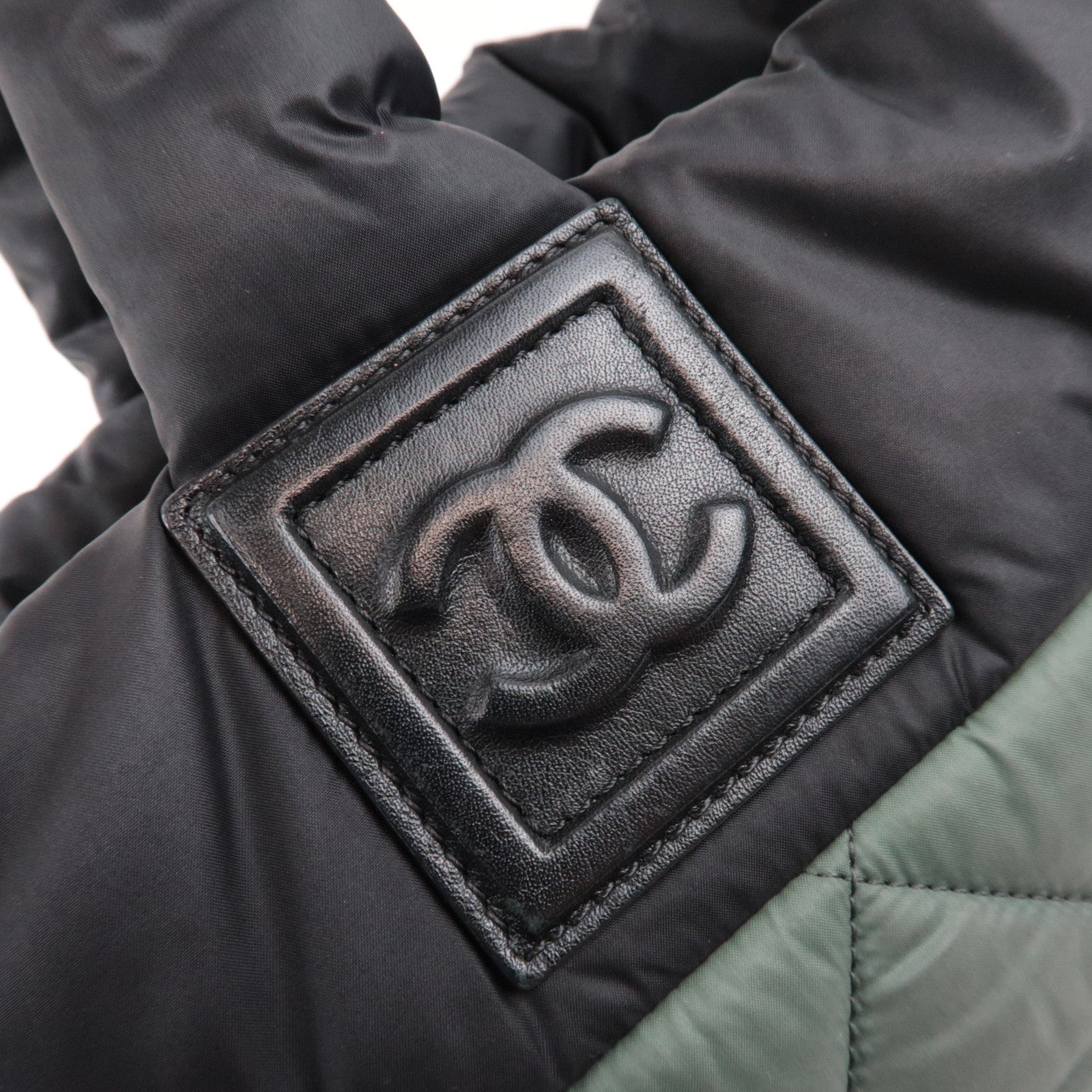 CHANEL Coco Cocoon Tote Bag Nylon Khaki Black A48610 *Dust bag