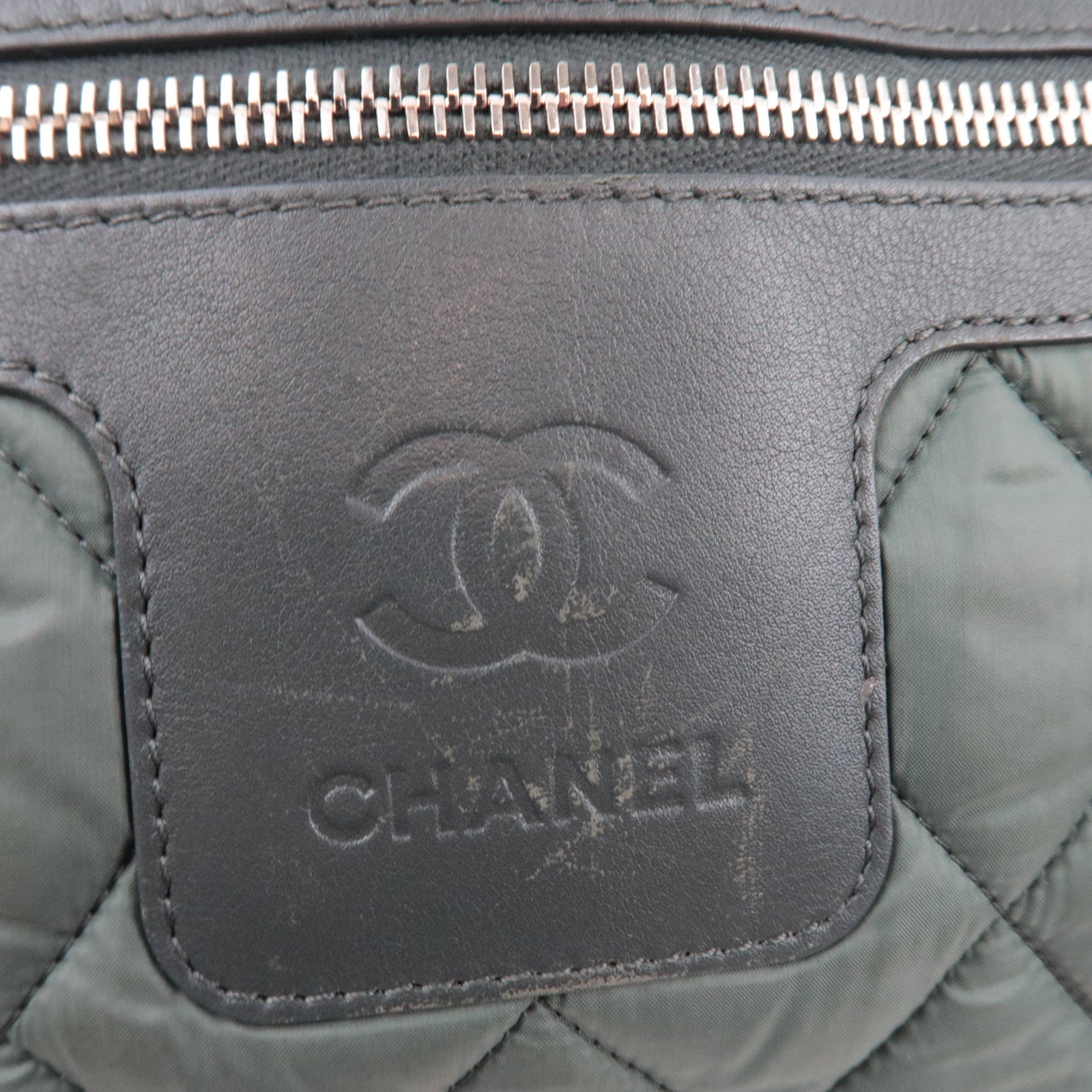 CHANEL Coco Cocoon Tote Bag Nylon Khaki Black A48610 *Dust bag