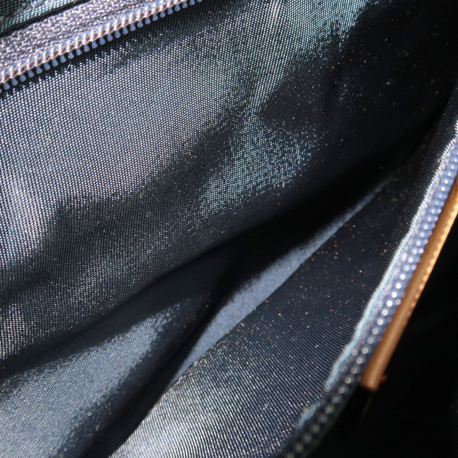 Christian Dior Double Saddle Bag Shoulder Bag Denim Leather Navy Beige